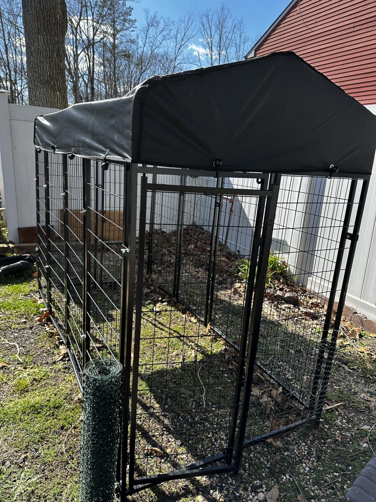 Sino Luban Outdoor Dog Kennel Outside Run with Doggy Door, Swivel Feeder&Roof - 8x4x6FT Large Dog Kennels Pens Outside for Large Dogs Breed- Heavy Duty Cage Yard customer photo 1