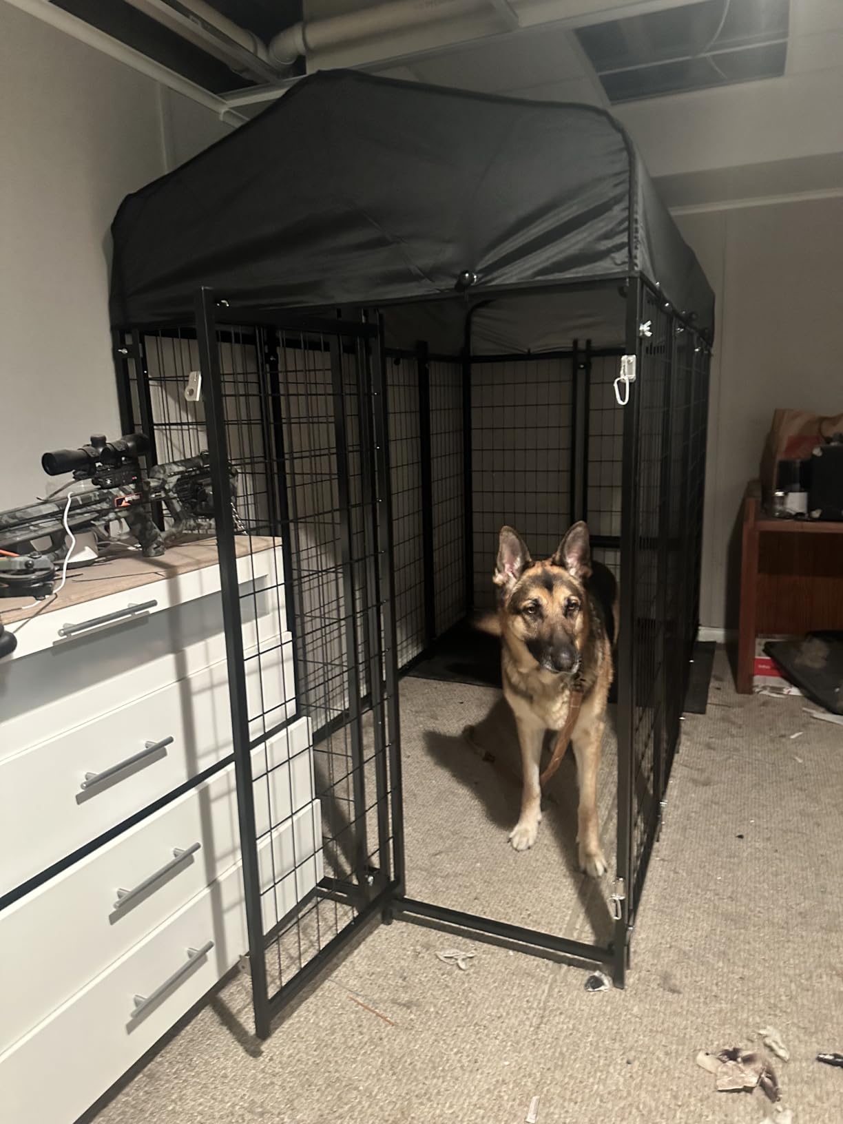 Sino Luban Outdoor Dog Kennel Outside Run with Doggy Door, Swivel Feeder&Roof - 8x4x6FT Large Dog Kennels Pens Outside for Large Dogs Breed- Heavy Duty Cage Yard customer photo 2