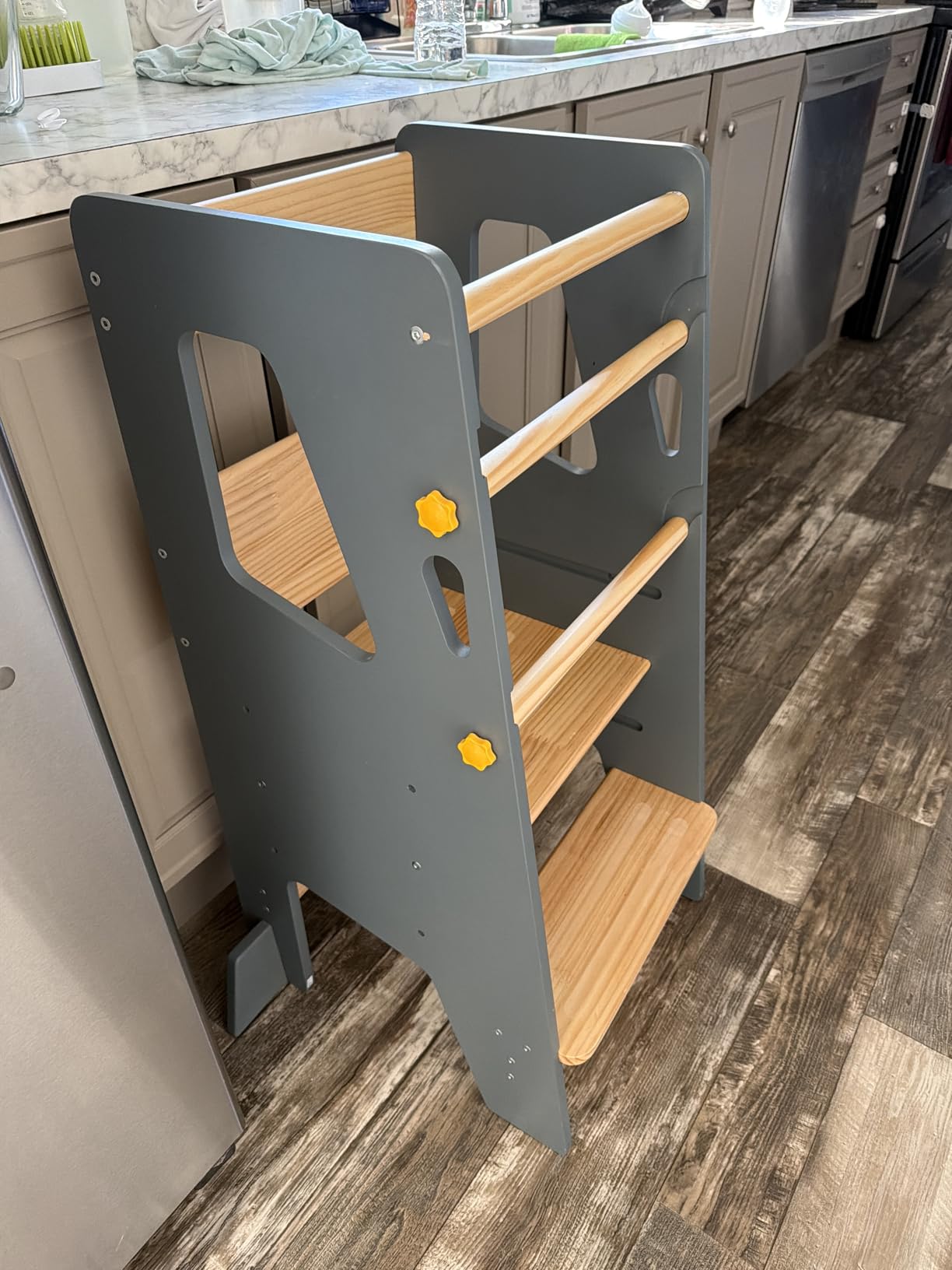 OCODILE Toddler Standing Tower - Adjustable Height Toddler Kitchen Stool Helper - Ideal Kids Kitchen Step Stool for Learning New Skills - Extra Secure with Safety Feet - Blue customer photo 1