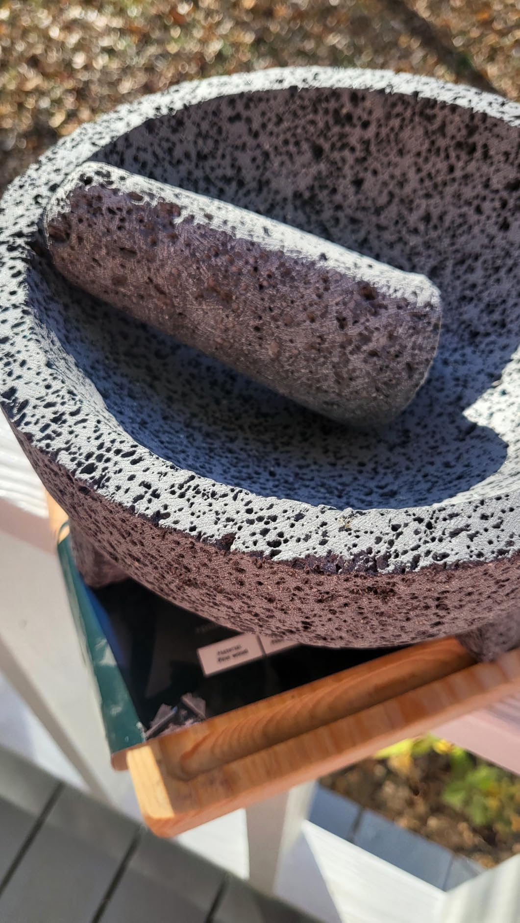Traditional Molcajete Mexicano Volcanic Rock Mortar and Pestle Set Handmade of Authentic Lava Rock in Puebla Mexico with Cutting Board Included customer photo 1
