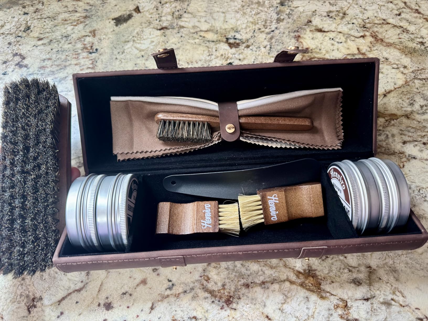 Henviro Leather Shoe Polish Kit - Birthday Gifts for Men, Dad, Shoe Shine Kit, Leather Boot Care Kit, Mens Gifts Ideas customer photo 1