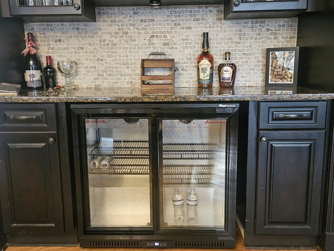 36 Inch 228 Cans Double Door Back Bar Beverage Cooler, 6.5 cu. ft. Under Counter Glass Bar Fridge With Sliding Door, Lockable, 32-50F Display Refrigerator, ETL & NSF7 Certified customer photo 1