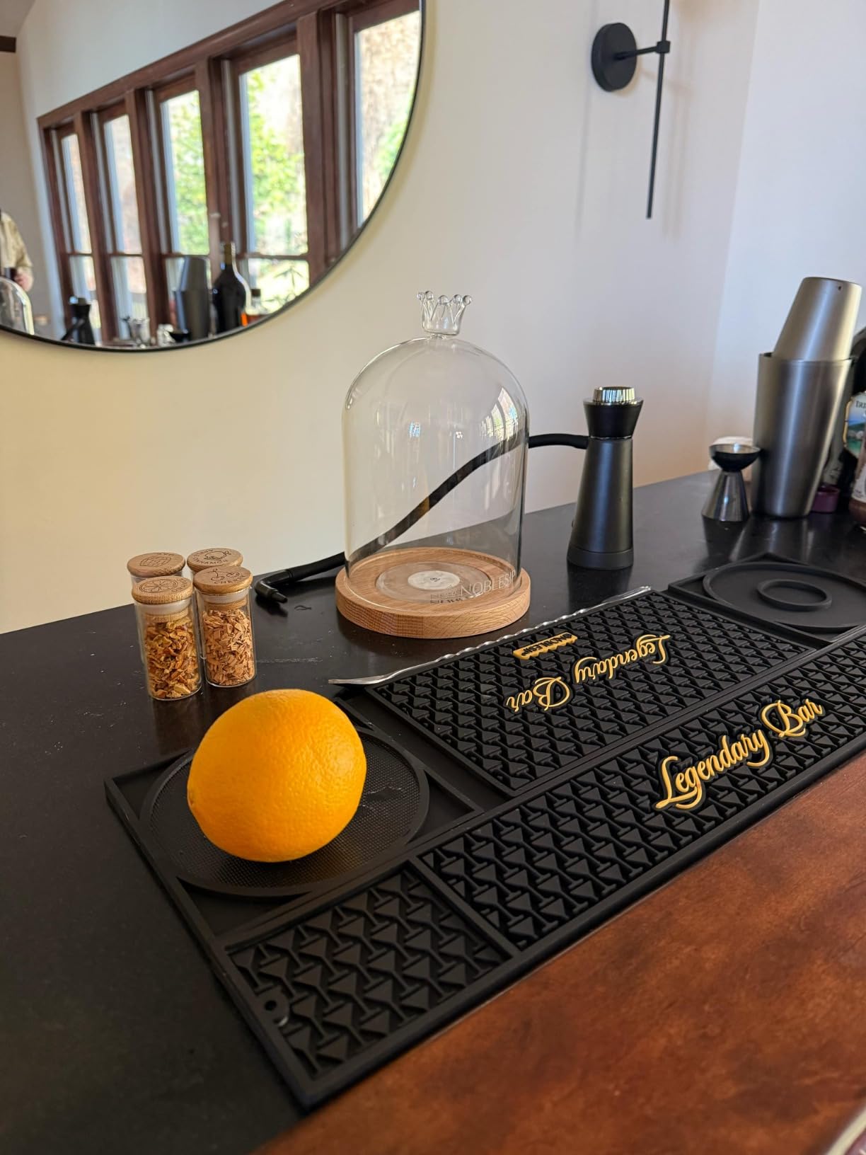 NobleSip Bar Mat 3in1 with Cutting Board and Glass Rimmer 