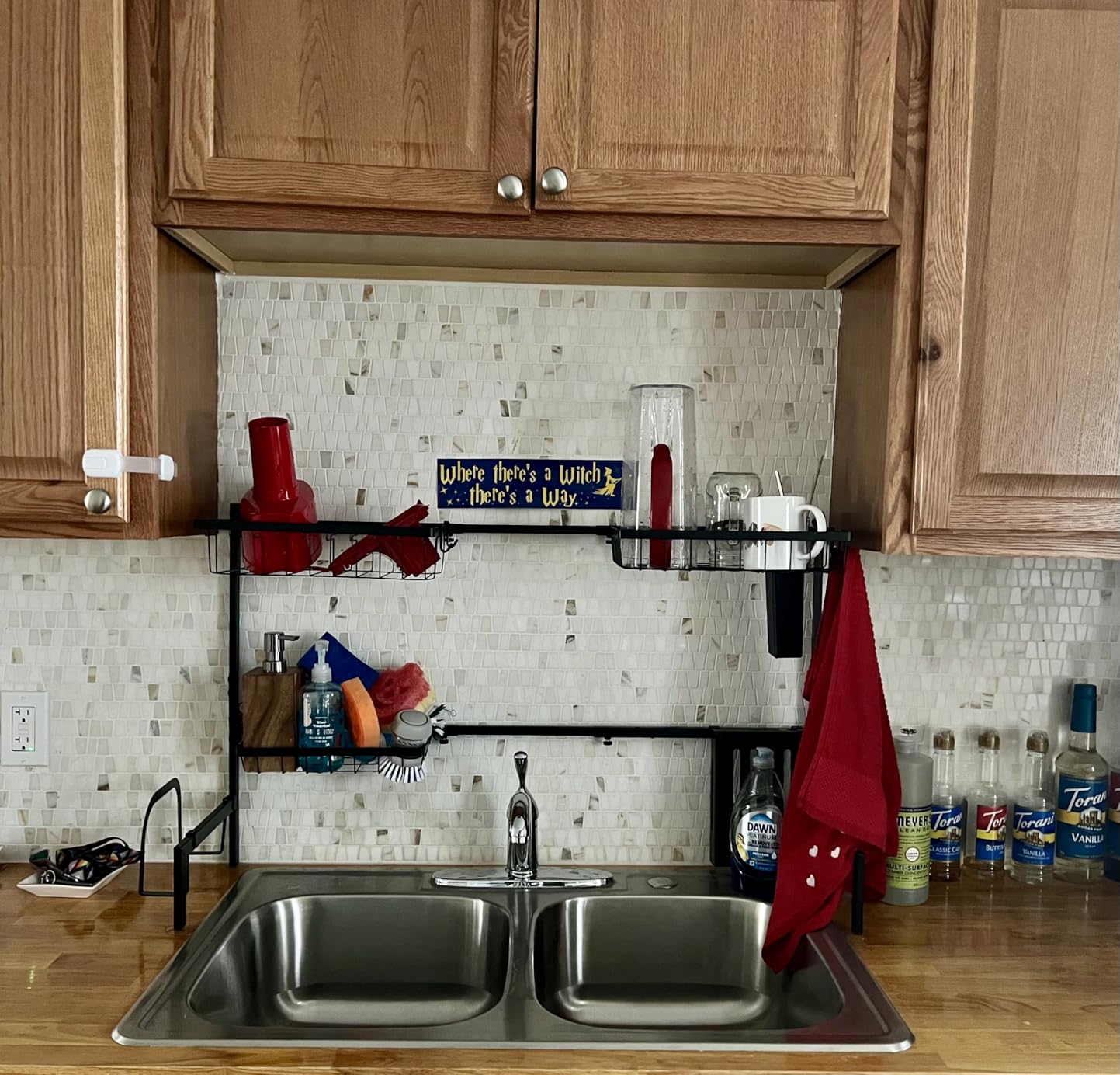 Over The Sink Dish Drying Rack - Adjustable 3 Tier XX-Large Capacity Stainless Steel Drainer with Cutlery & Utensil Holders, Kitchen Storage & Organization, 31.5