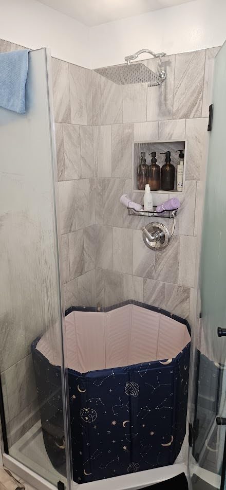 Portable Foldable Hot Cold Bath Tub, Large Portable Hot Cold Bath Tub for Home Outdoors Gyms, Collapsible Soaking Bath Tub for Shower (77Gal) customer photo 1