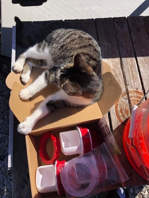 DIY Chicken Feeders No Waste, 8 Ports Poultry Feeder with Hole Saw for Buckets Troughs Red customer photo 2