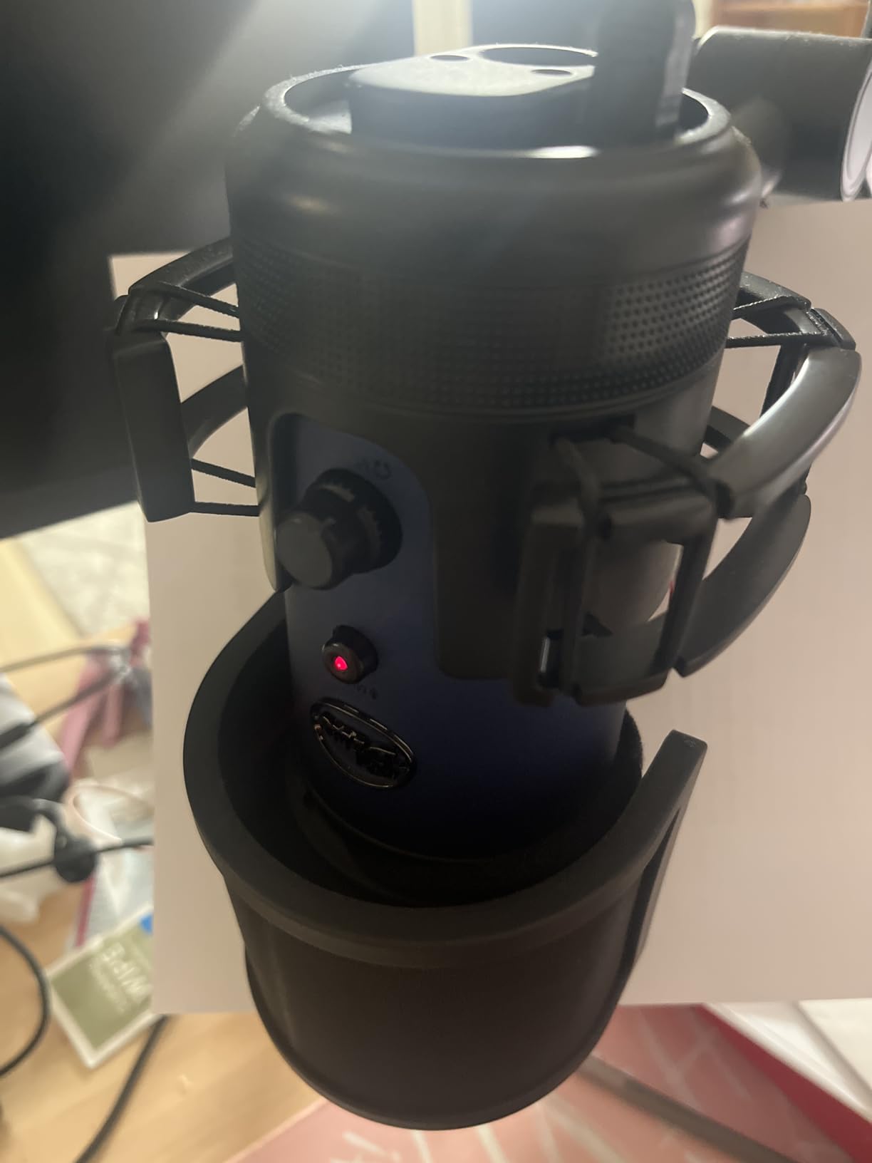 Custom Built for Blue Yeti Shock Mount with Pop Filter, 2026 Upgrade Anti-Vibration Suspension Elastic Shock Mount Holder Clip customer photo 2
