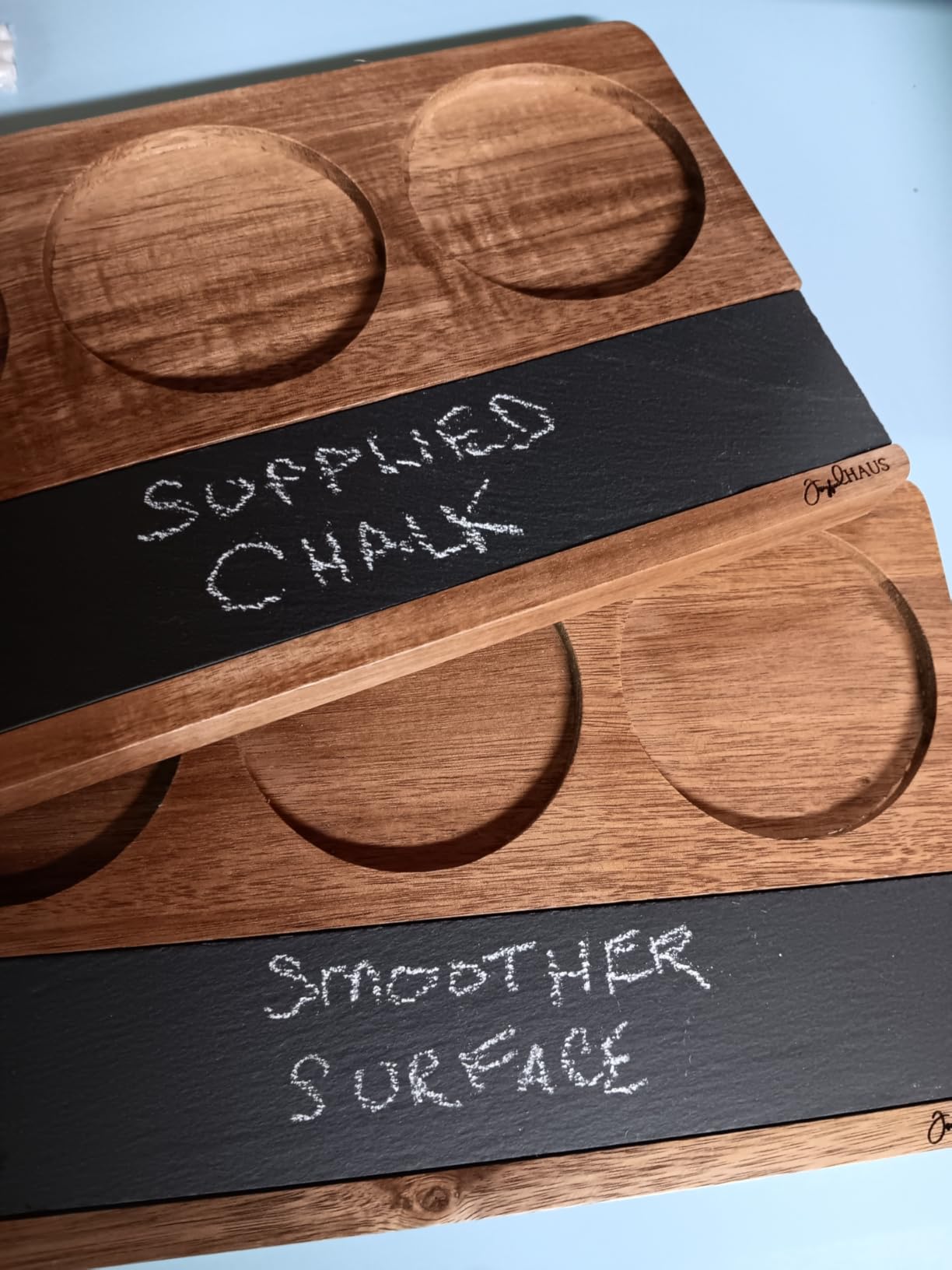 2-Pack Wine Flight Boards - Rustic Wooden Tasting Trays for Wine & Charcuterie - Bar Serving Paddles for Couples, Wine Gift Set for Tastings, Entertaining & Home Décor customer photo 2