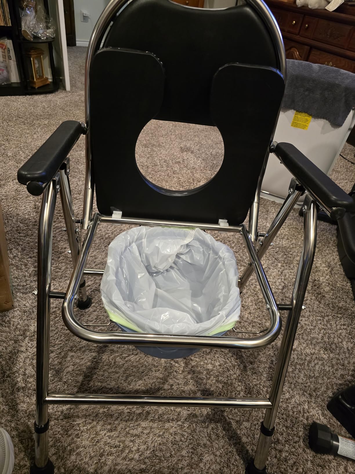 4 in 1 Folding Bedside Commode Chair for Elderly with Arms and Back, Adjustable Height Raised Toilet Seat with Handles, Adults Potty Chair for Seniors, Disabled Holds Up to 350 lbs customer photo 2