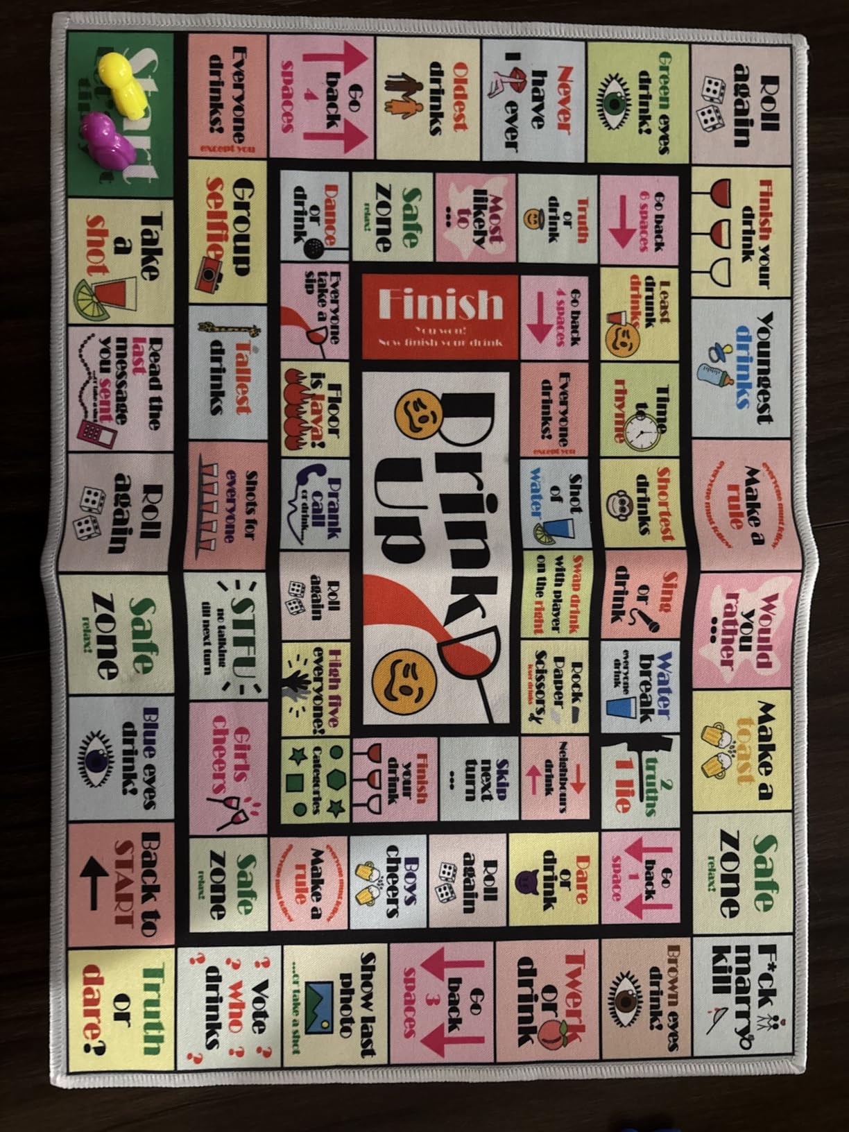Fofeadm Drinking Board Games for Adults, Rubber Mat Drinking Board Game, Funny Party Interactive Drinking Games for Game Night, Birthday, Family Play or Any Occasion, Age 21+, 2-8 Players customer photo 1