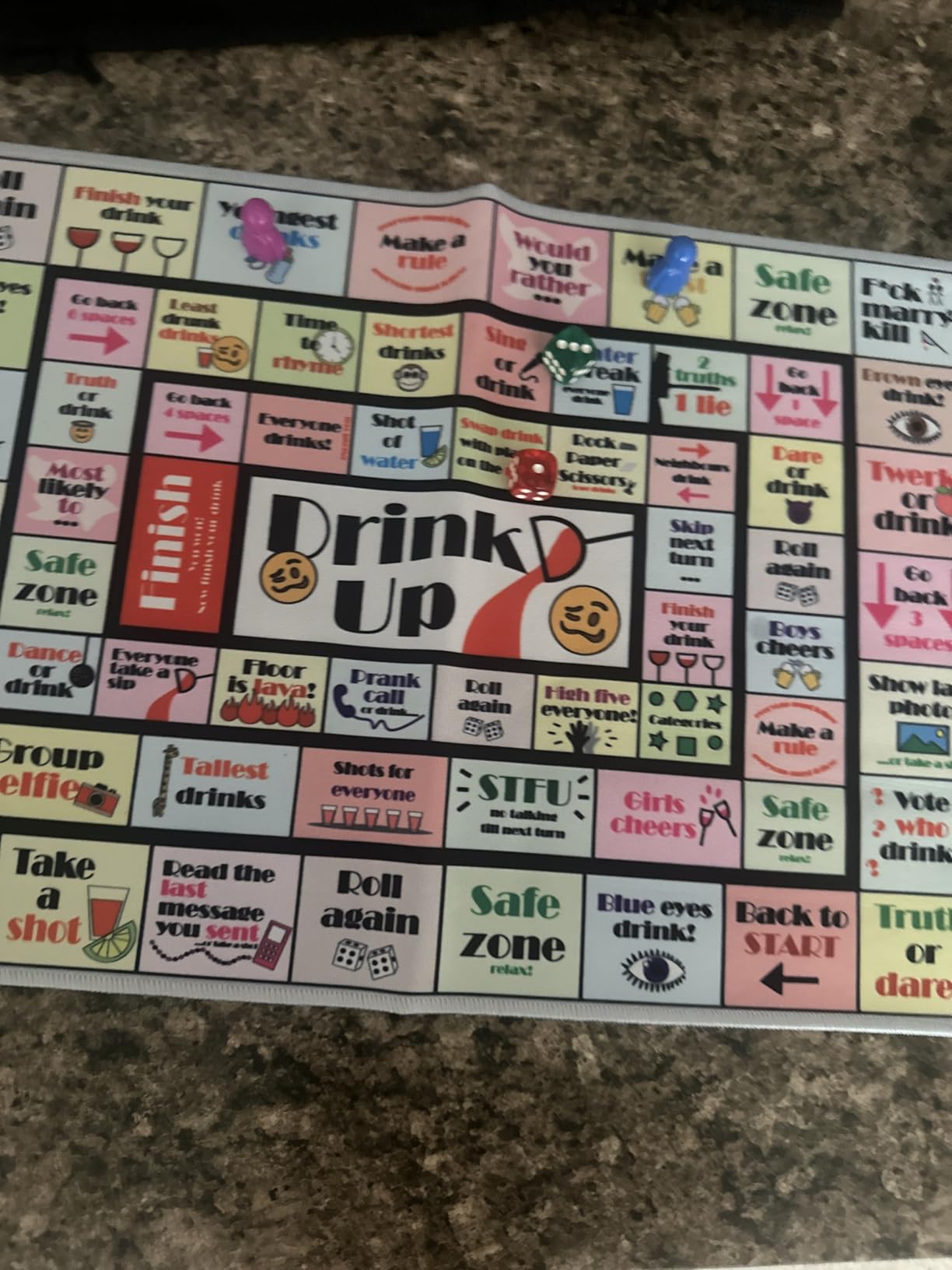 Fofeadm Drinking Board Games for Adults, Rubber Mat Drinking Board Game, Funny Party Interactive Drinking Games for Game Night, Birthday, Family Play or Any Occasion, Age 21+, 2-8 Players customer photo 2