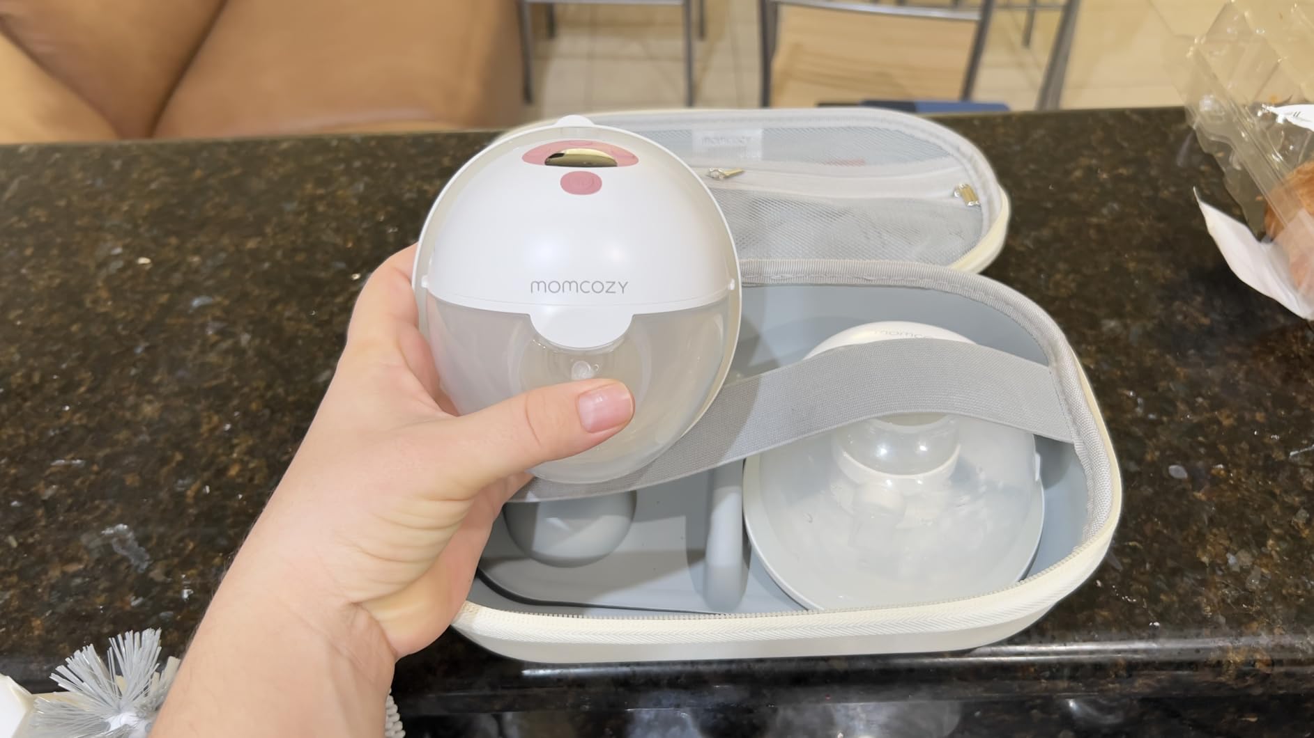 Momcozy M5 Smart APP Controlled Wearable Breast Pump, Hands-Free Wireless Electric Pump, 3 Modes 9 Suction Levels, BPA-Free, Portable Lightweight, 24mm Flange, 2-Pack Quill Gray customer photo 2