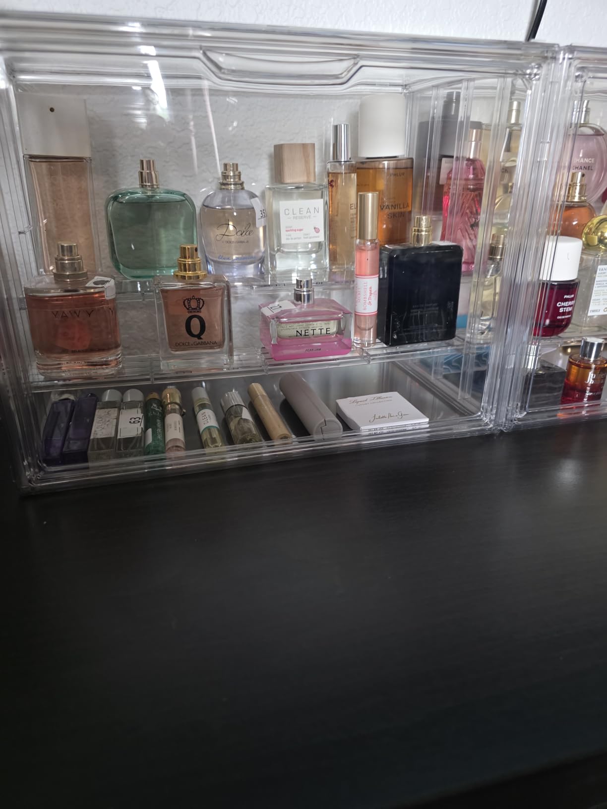 Clear Acrylic Display Case Upgrade 4 Tier Figure Display Cases with 3 Movable Dividers, Stackable Display Box Showcase with Magnetic Door for Collectibles (Large-1pack) customer photo 2