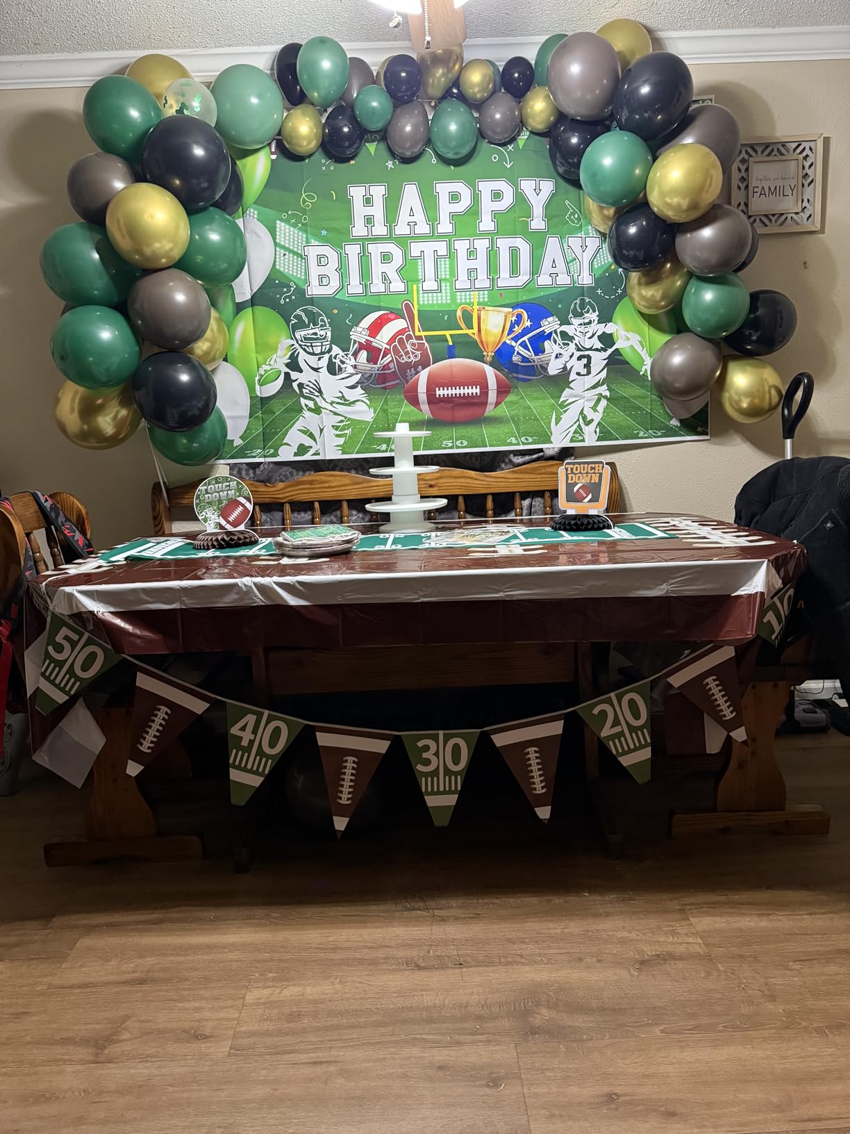 Football Birthday Party Decorations Superbowl Football Party Decoration Supplies Include Balloon Arch Kit Birthday Banner Backdrop Touchdown Tablecloth for Football Game Day Tailgate Party customer photo 2