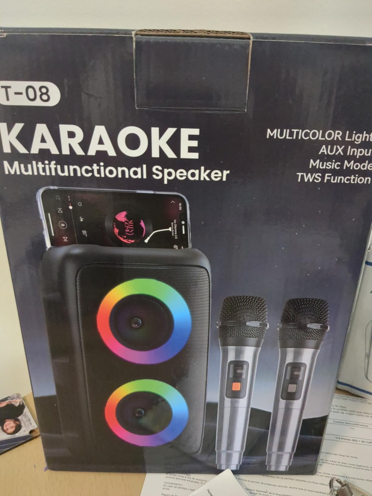 Karaoke Machine for Adults Kids, Portable Bluetooth Speaker with 2 Wireless Microphones, TWS Mode & LED Light, 10H Battery PA System customer photo 2