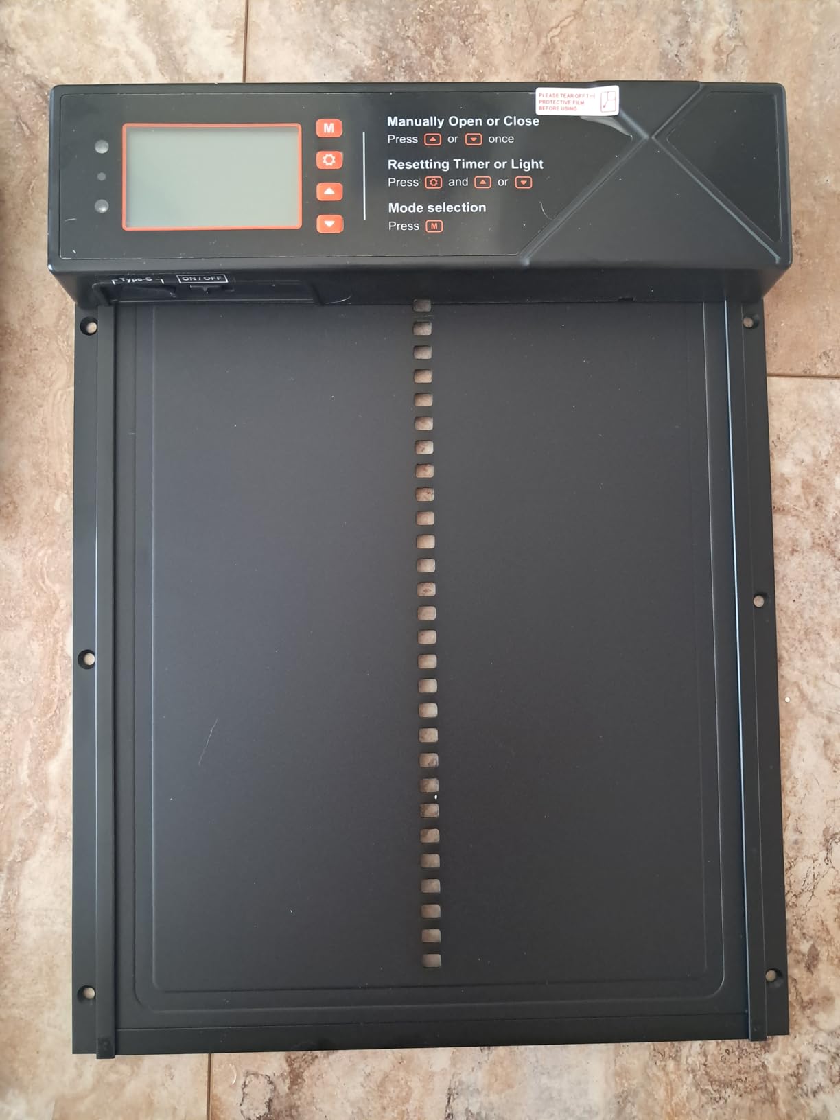 Large Automatic Chicken Coop Door, 4000mAh High Capacity Chicken Coop Door 7W Solar Powered with Timer & Light Sensor, Anti-Pinch Auto-Aluminum Chicken Door with Wire Clip & Remote Control-Black customer photo 2