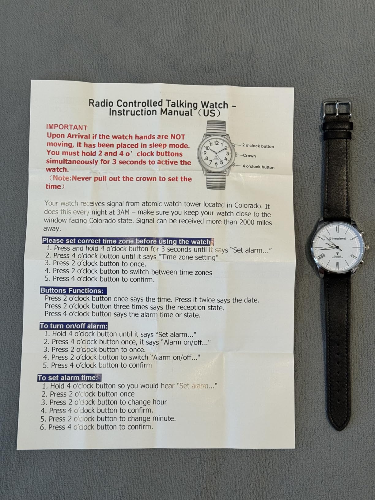 Hearkent Atomic Talking Watches for Visually Impaired, American Accent Voice, Roman Numerals Watch with Leather Band, Speaks Time & Date, Ideal Watch for Elderly & Blind People customer photo 2