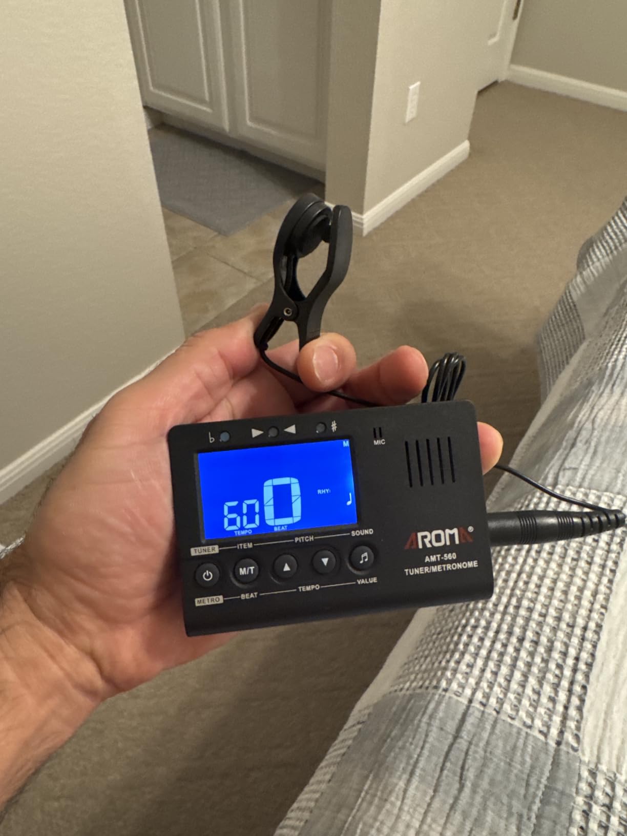 Aroma 3 in 1 Digital Metronome Tuner for All Instruments - Guitar, Piano, Violin, Bass, Ukulele, Trumpet, Flute, Clarinet - Accurate Chromatic Tuner, Metronome, Tone Generator, Easy Operation customer photo 1