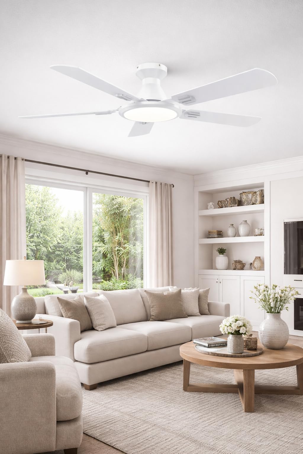 TCL Ceiling Fans with Lights, 52 Inch Low Profile Ceiling Fan with Light and Remote Control, Flush Mount, DC Reversible Motor, Noiseless, 6 Speeds Ceiling Fan for Bedroom (Black) customer photo 1