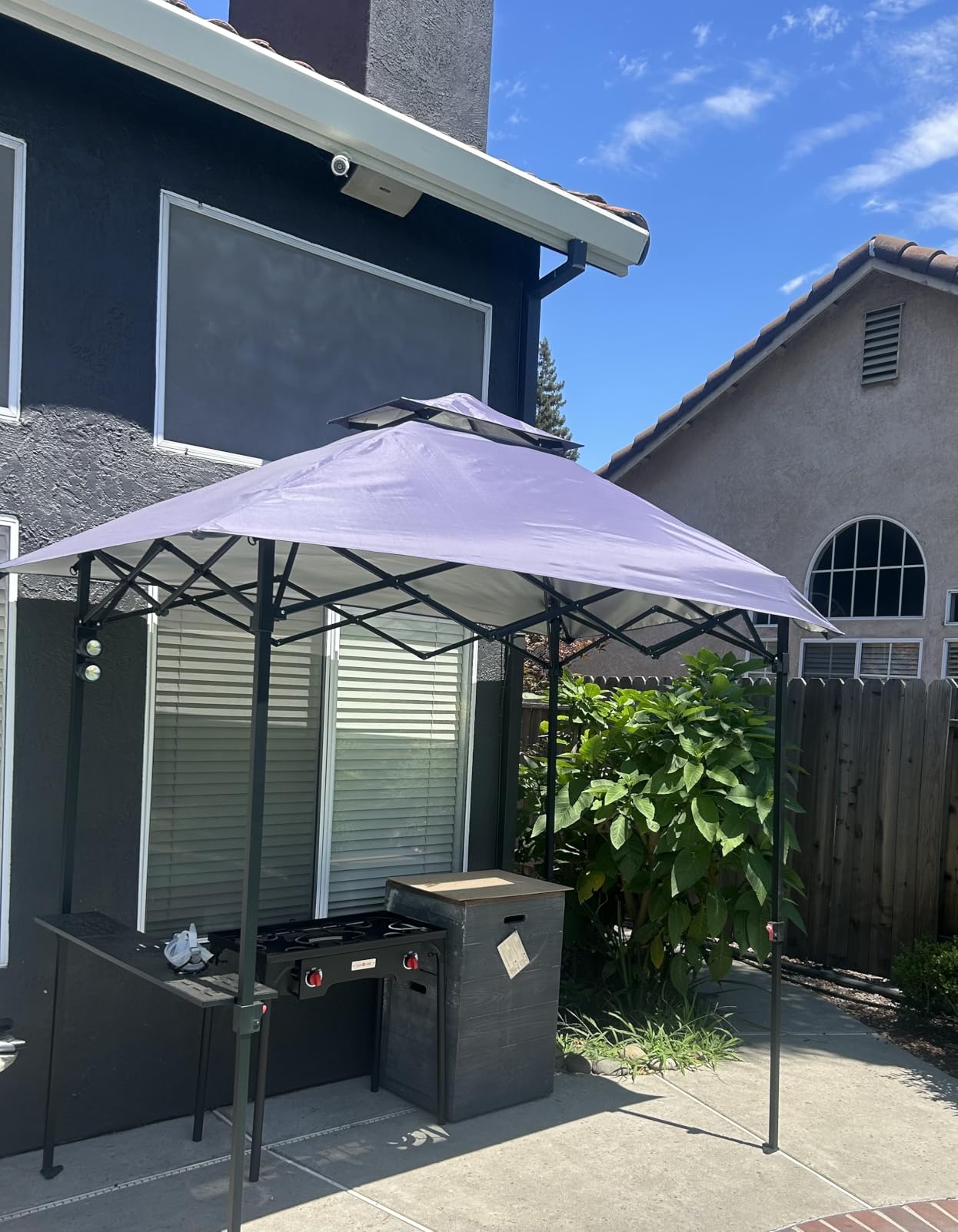 ABCCANOPY 8x5 Pop Up Grill Gazebo - Outdoor BBQ Canopy with Shelf & Sidewall, Portable Barbeque Shelter with 2 Magnetic LED Lights, Carry Bag for Patio Garden Events Picnic Grilling, Brown customer photo 1
