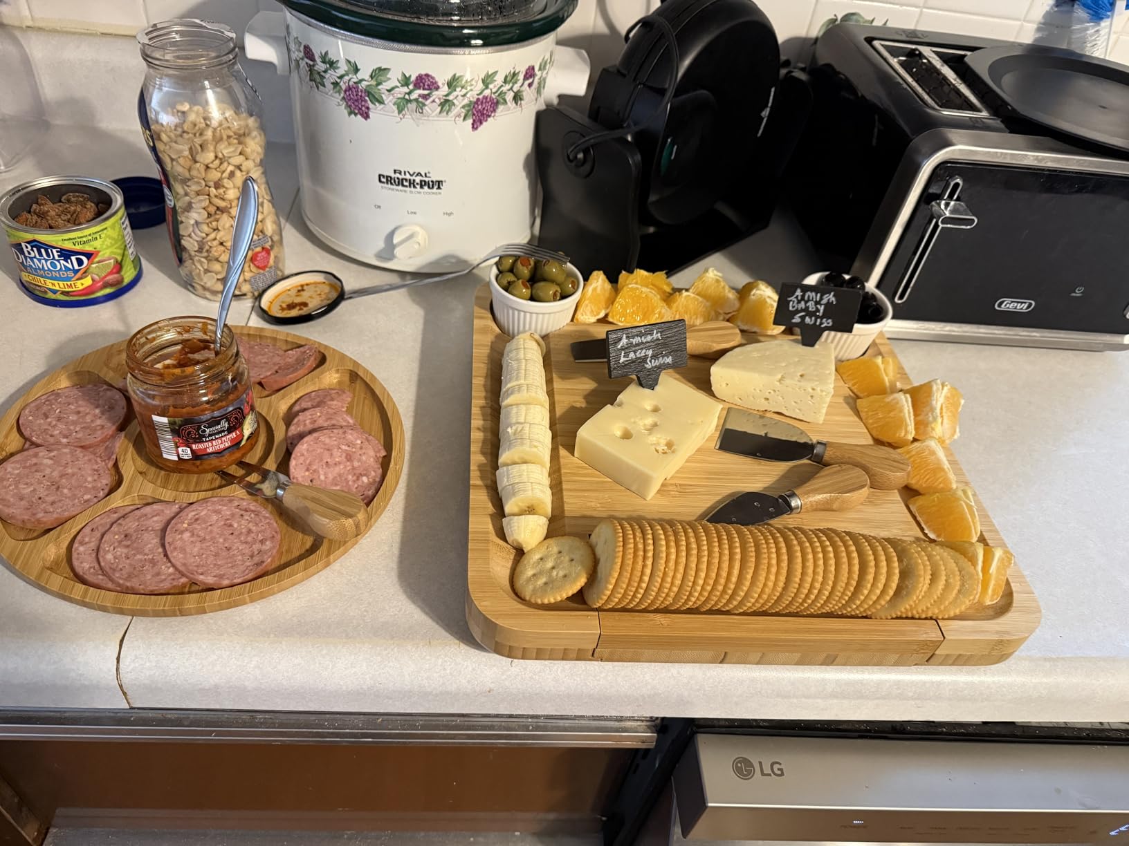 Leaf & Grain Charcuterie Board Set with Accessories Drawer - Real Bamboo Cheese Board & Stainless Steel Knife Set, Large Meat & Cheese Platter for Parties & Gifts - Natural customer photo 1