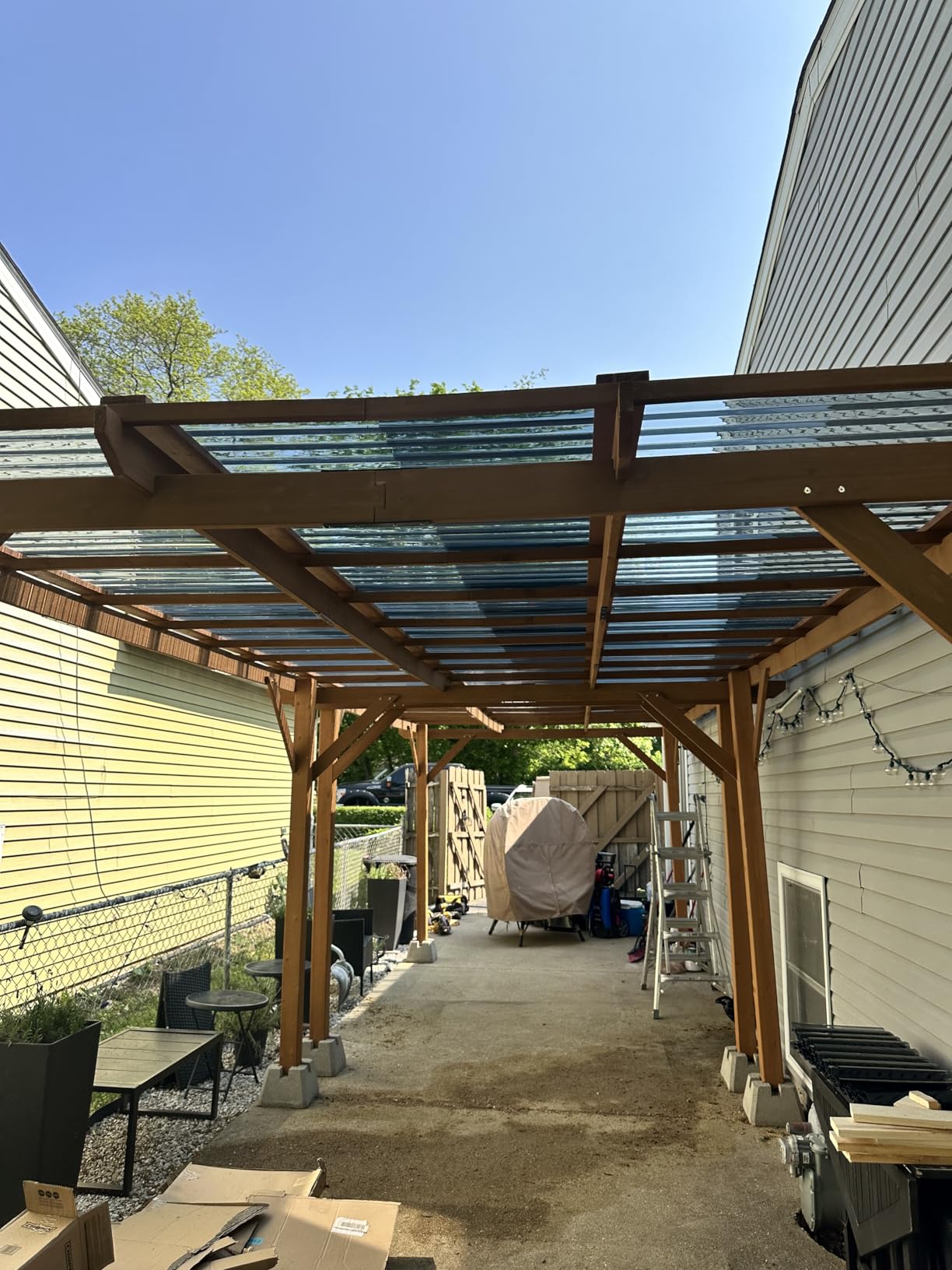 Outsunny 10' x 13' Outdoor Pergola, Wood Gazebo Grape Trellis with Stable Structure and Concrete Anchors for Climbing Plant Support, Garden, Patio, Backyard, Deck, Dark Brown customer photo 1