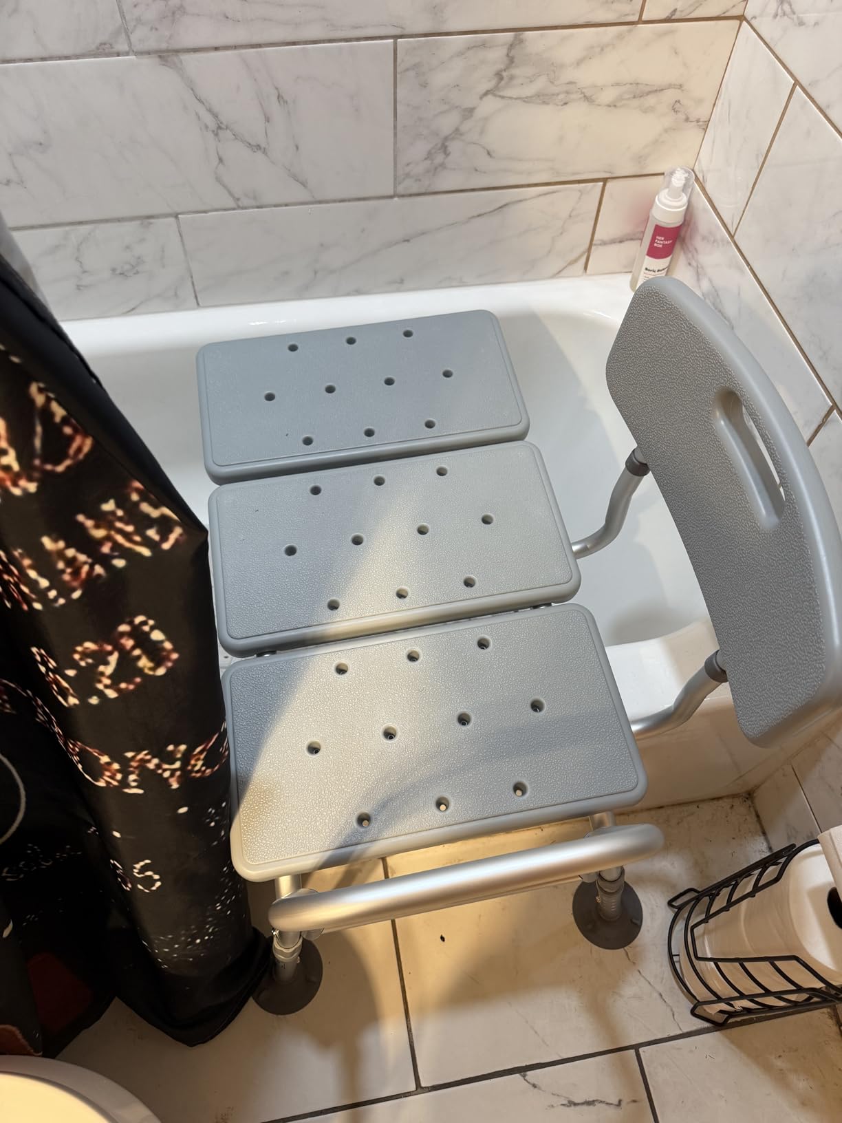 HOMLAND Tub Transfer Bench for Bathtub, 400 lbs Heavy Duty Shower Chair with Backrest, Slip-Resistant Feet, Height Adjustable Shower Bench Shower Seat for Elderly and Disabled customer photo 2