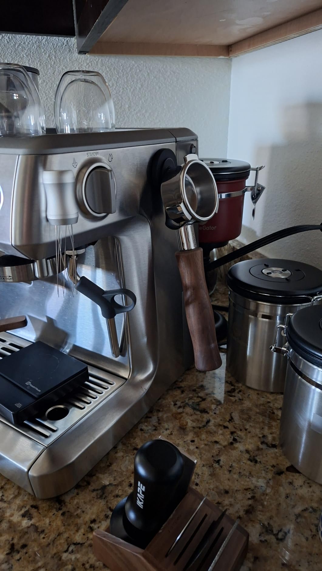 2-Pack Magnetic Portafilter & Tamper Holder, Espresso Accessories Organizer for Metal Wall Surface, Strong Magnet, Anti-Scratch, Space-Saving, Compatible with Ninja Luxe Cafe, Rancilio, Breville Coffee Machine customer photo 2