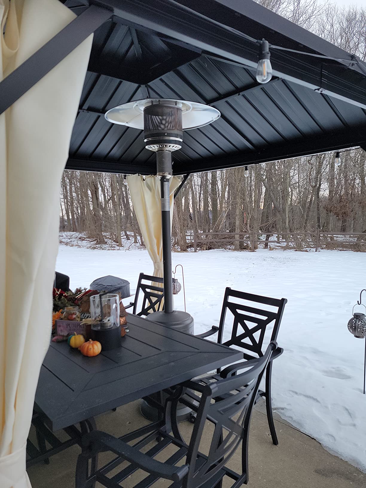PAMAPIC 48000 BTU Patio Heater with high-strength waterproof cover, Propane Heater for Outdoor Use 2 in 1 Table Design, Double-Layer Stainless Steel Burner, Residential, Gray (Brown) customer photo 1