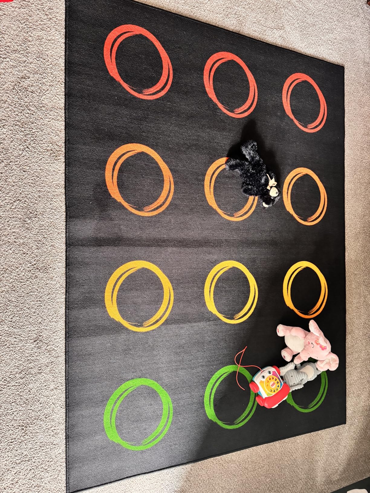 Classroom Rugs Elementary with Colorful Circle, Large Classroom Rug for Preschool Nursery Daycare, Educational Kids Carpet for Kindergarten, 13'x7'7'' Playmat Seats 24(Black) customer photo 1