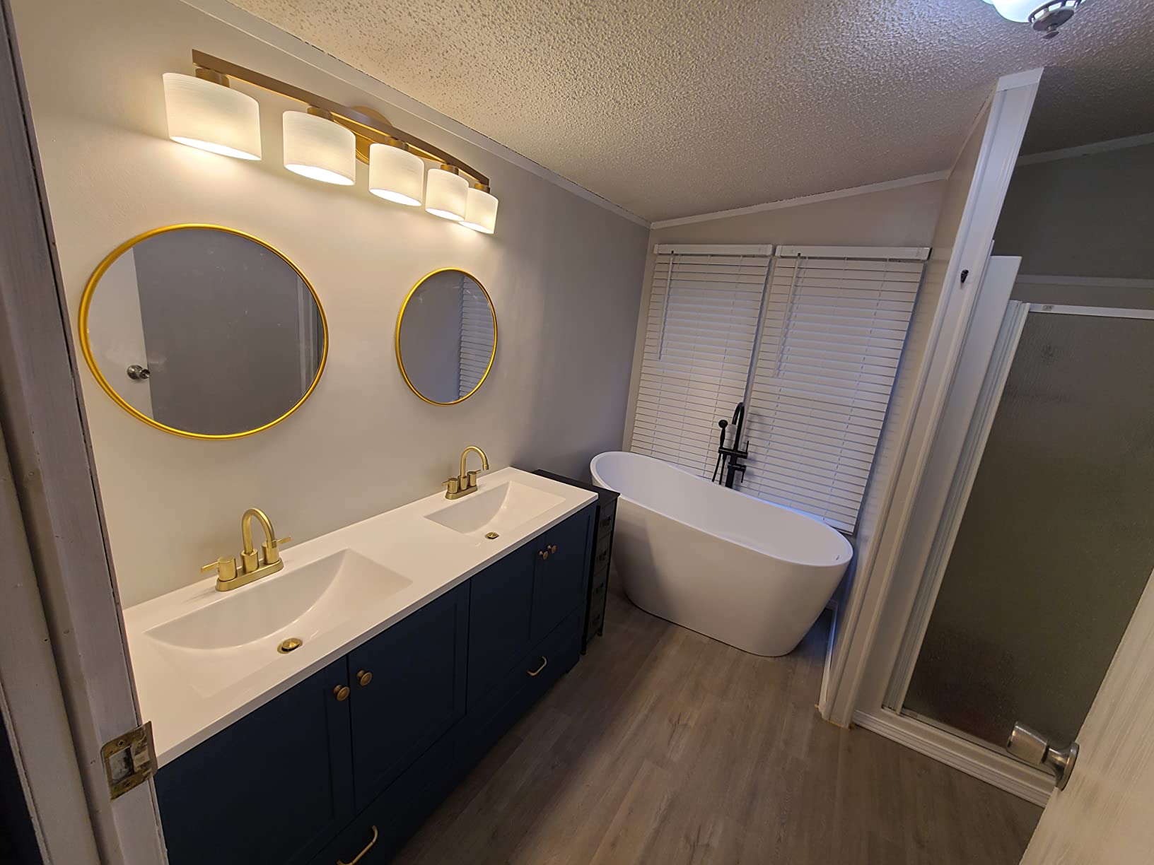 Spring Mill Cabinets Emlyn 60 Inch Double-Sink Bathroom Vanity with White Top, 2 Cabinets, 2 Drawers, 60.5