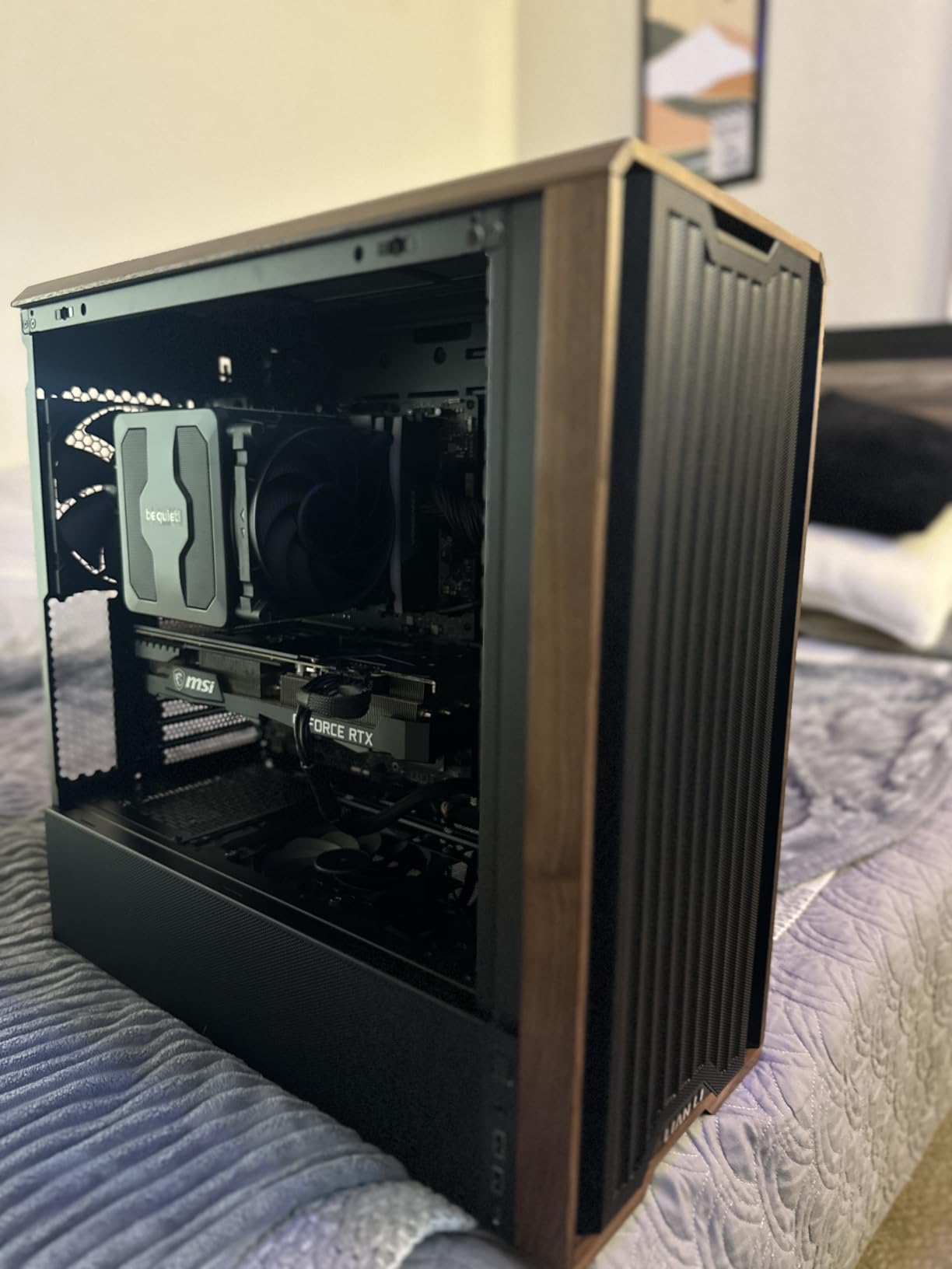 Lian Li LANCOOL 217 Genuine Walnut Wood Computer Case, Mid-Tower ATX PC Case with 5 Pre-Installed PWM Fans 2x170mm, 2x120mm & 1x140mm, Flexible PSU & Cable Installation - Black (LAN217X) customer photo 1