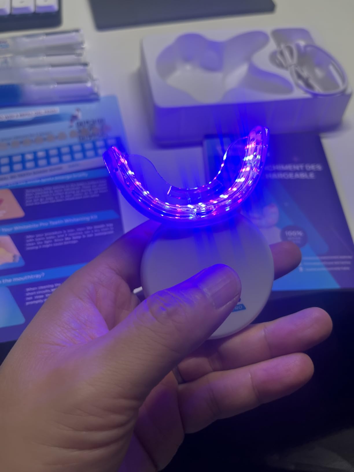 Whitebite Pro Teeth Whitening Kit for Sensitive Teeth - 32X LED Light + 35% Carbamide Peroxide Gel + Remineralizing Gel | Dental-Grade Whitening at Home Flavor Mint customer photo 2