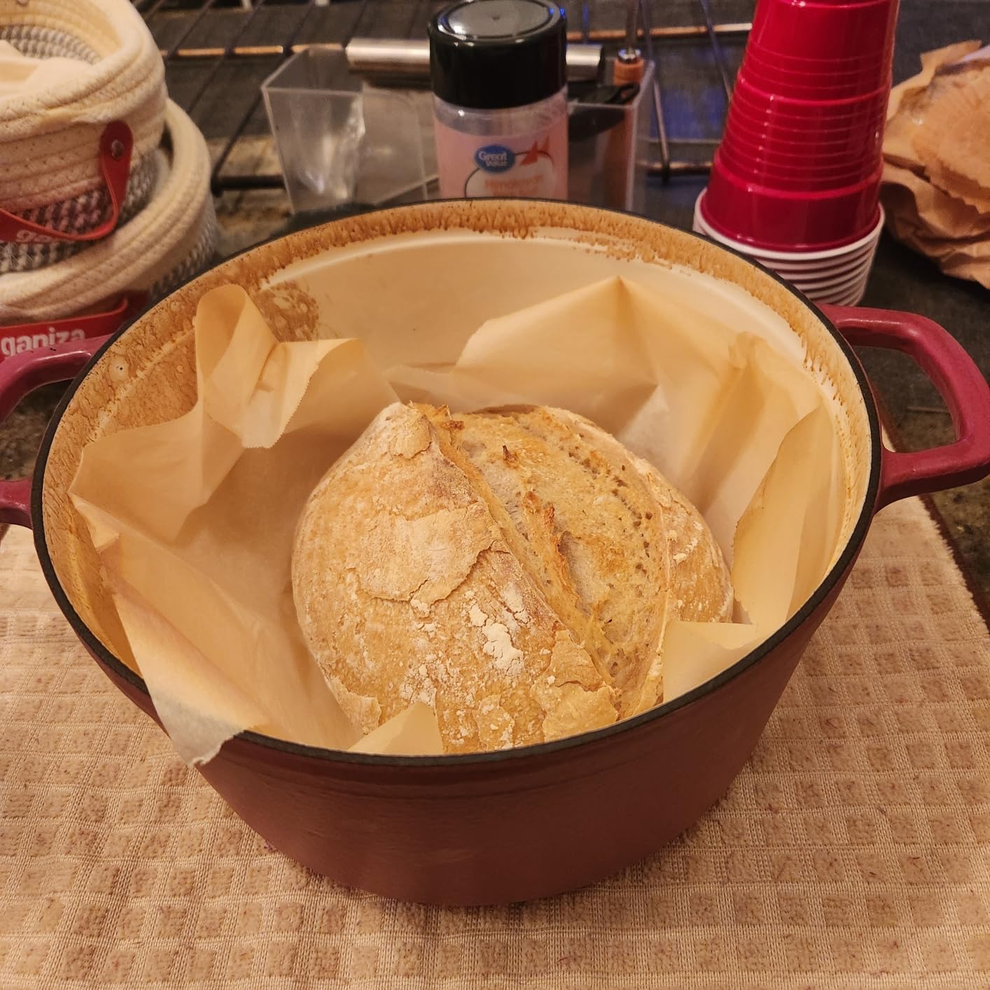 CAROTE 5QT Enameled Cast Iron Dutch Oven Pot with Lid, Heavy-Duty Dutch Oven for Sourdough Bread Baking, Braising, Stews, Roasting, Healthy & Non-Toxic, Dual Handles, All Stovetop Compatible, Oven Safe up to 500 F, Cream White customer photo 1