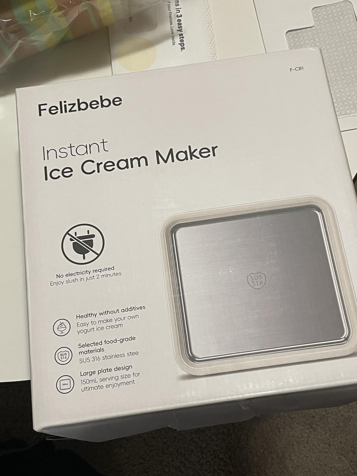 Rolled Ice Cream Maker, Felizbebe Instant Ice Cream Roller Tray with Lid and 2 Spatulas customer photo 2
