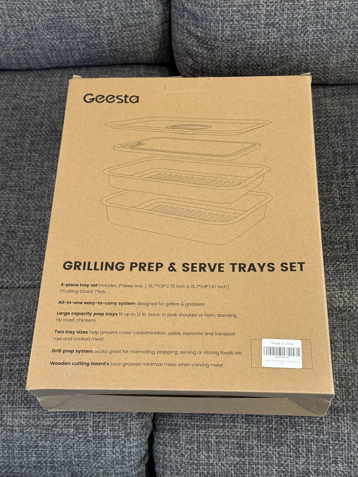 Geesta Grilling Prep and Serve Trays, Stainless Steel Large Capacity Food Prep Tray, Grill Carry System, Marinade Container with Lid and Cutting Board, BBQ Grill Accessories, Grilling Gifts for Men customer photo 1
