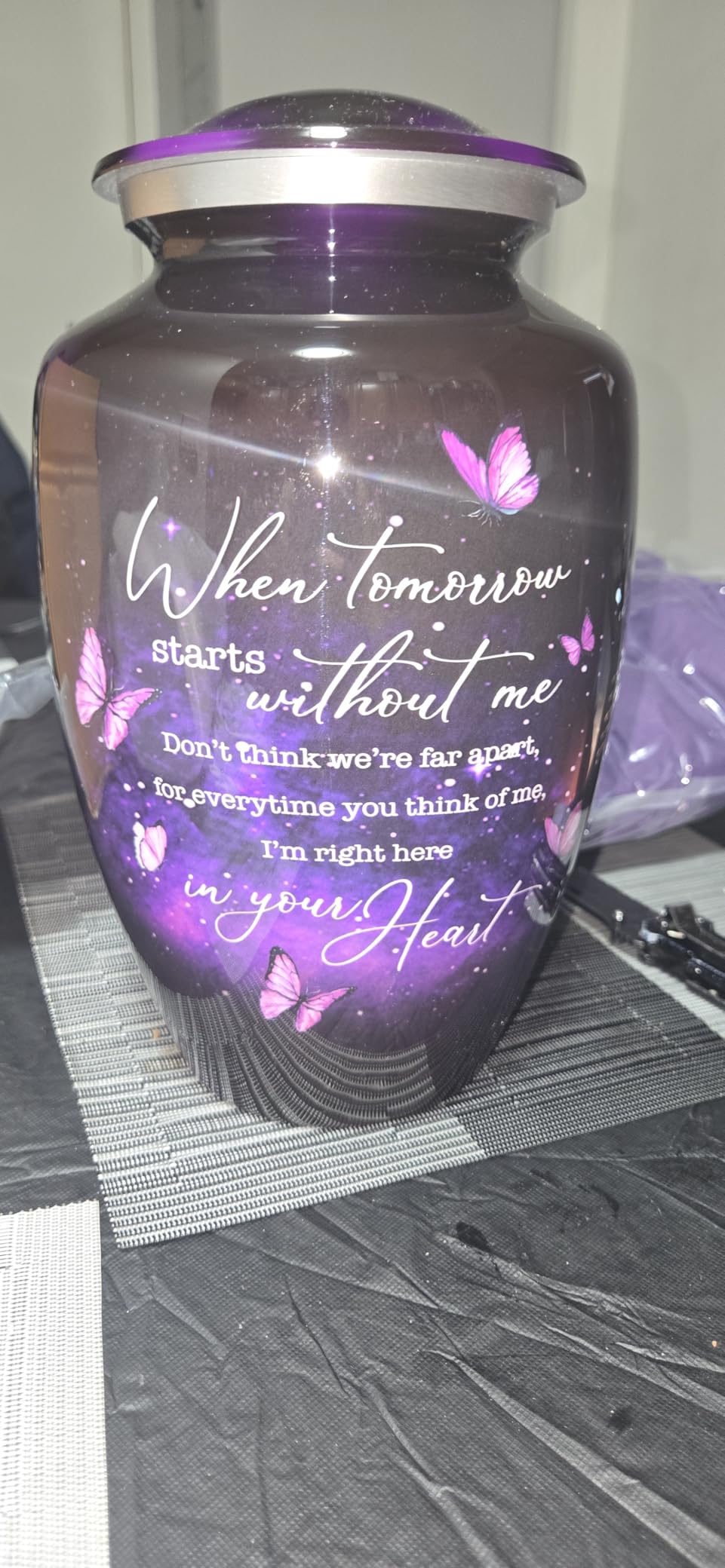 Purple Butterfly Urn for Human Ashes Adult - Large Purple Butterfly Urn for Women & Men with Secure Lid, Handcrafted Metal Urns for Ashes, Keepsake with Upto 200lbs customer photo 1