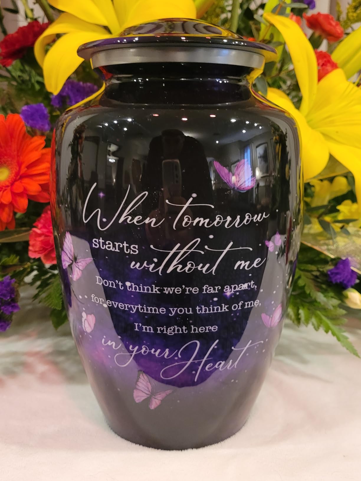 Purple Butterfly Urn for Human Ashes Adult - Large Purple Butterfly Urn for Women & Men with Secure Lid, Handcrafted Metal Urns for Ashes, Keepsake with Upto 200lbs customer photo 2