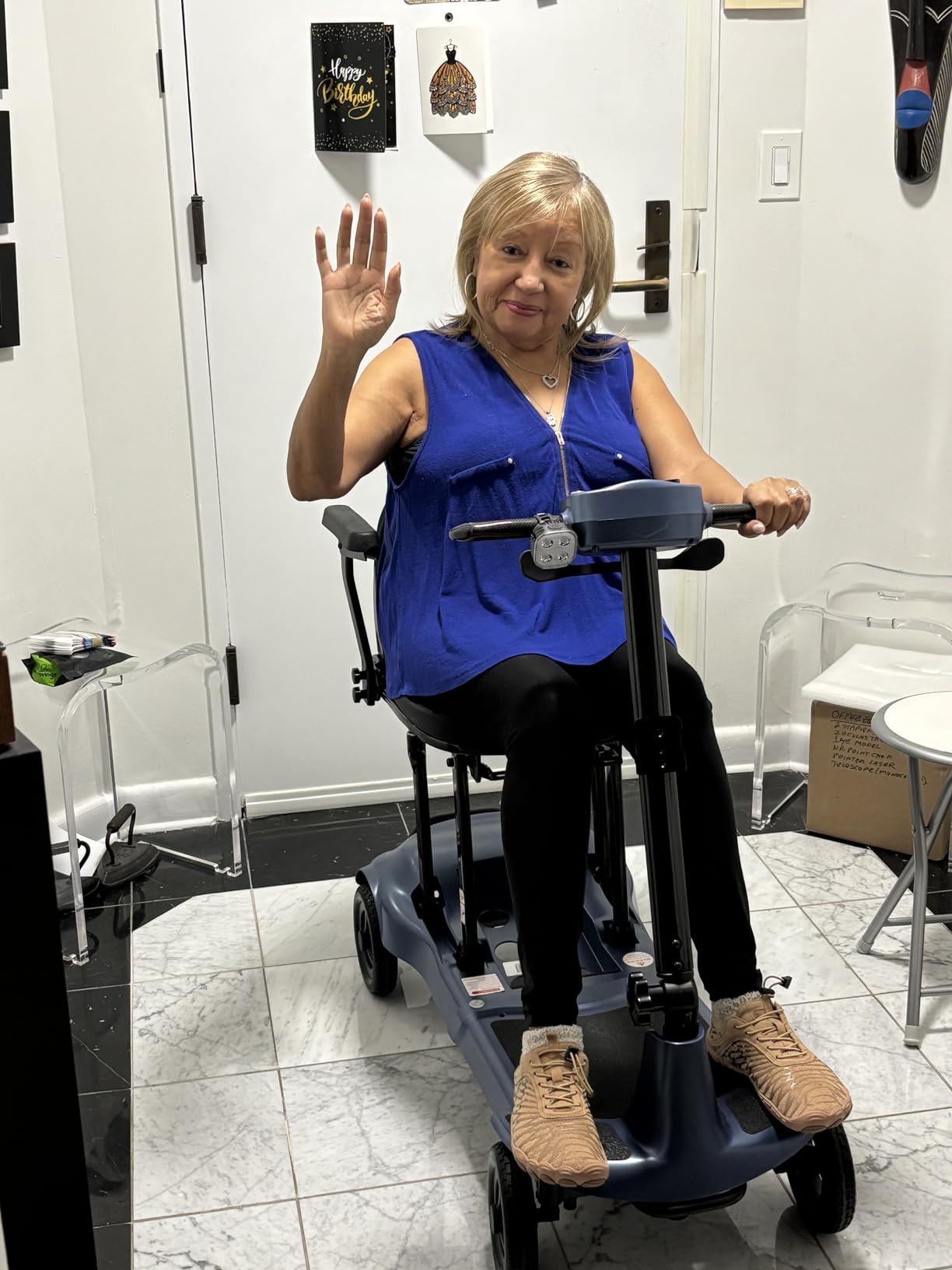 Mobility Scooters for Adults & Seniors - Ultra Lightweight 27.5 lbs Carbon Fiber Folding Electric Scooter - Airlines Approved All-Terrain Portable Scooter with Basket and Charger Included (Blue) customer photo 2