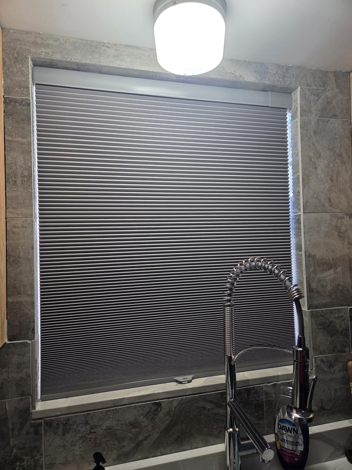 No Drill Cellular Shades for Indoor Windows, Thermal Insulating & Noise Reducing Honeycomb Blinds, Free Stop Cordless Blackout Shades, Grey, 22