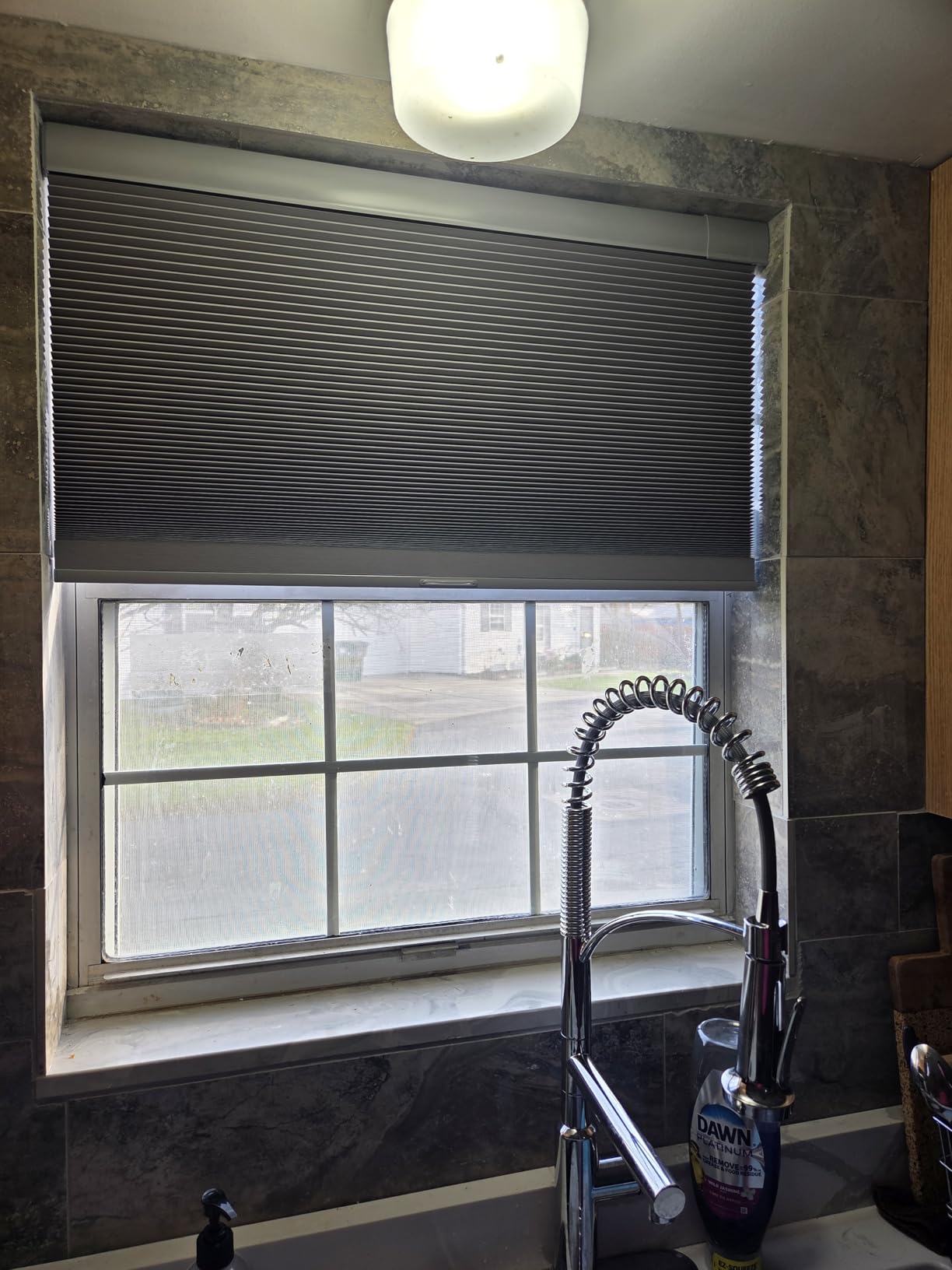 No Drill Cellular Shades for Indoor Windows, Thermal Insulating & Noise Reducing Honeycomb Blinds, Free Stop Cordless Blackout Shades, Grey, 22