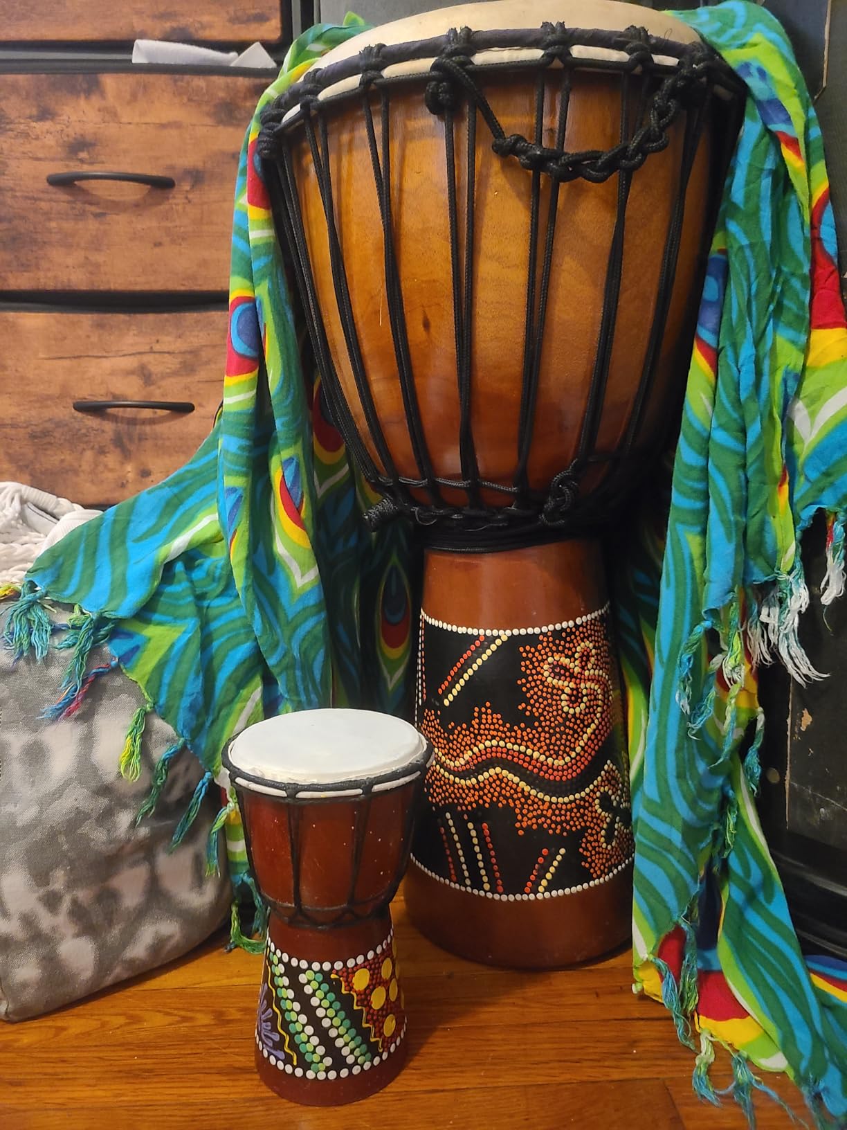 Wood Djembe Drum, 6.5'' x 12'' Carved Mahogany African Drums with Goatskin Drumhead, West African Styled Professional Djembe Hand Drum Musical Instruments for Adults Beginners customer photo 1