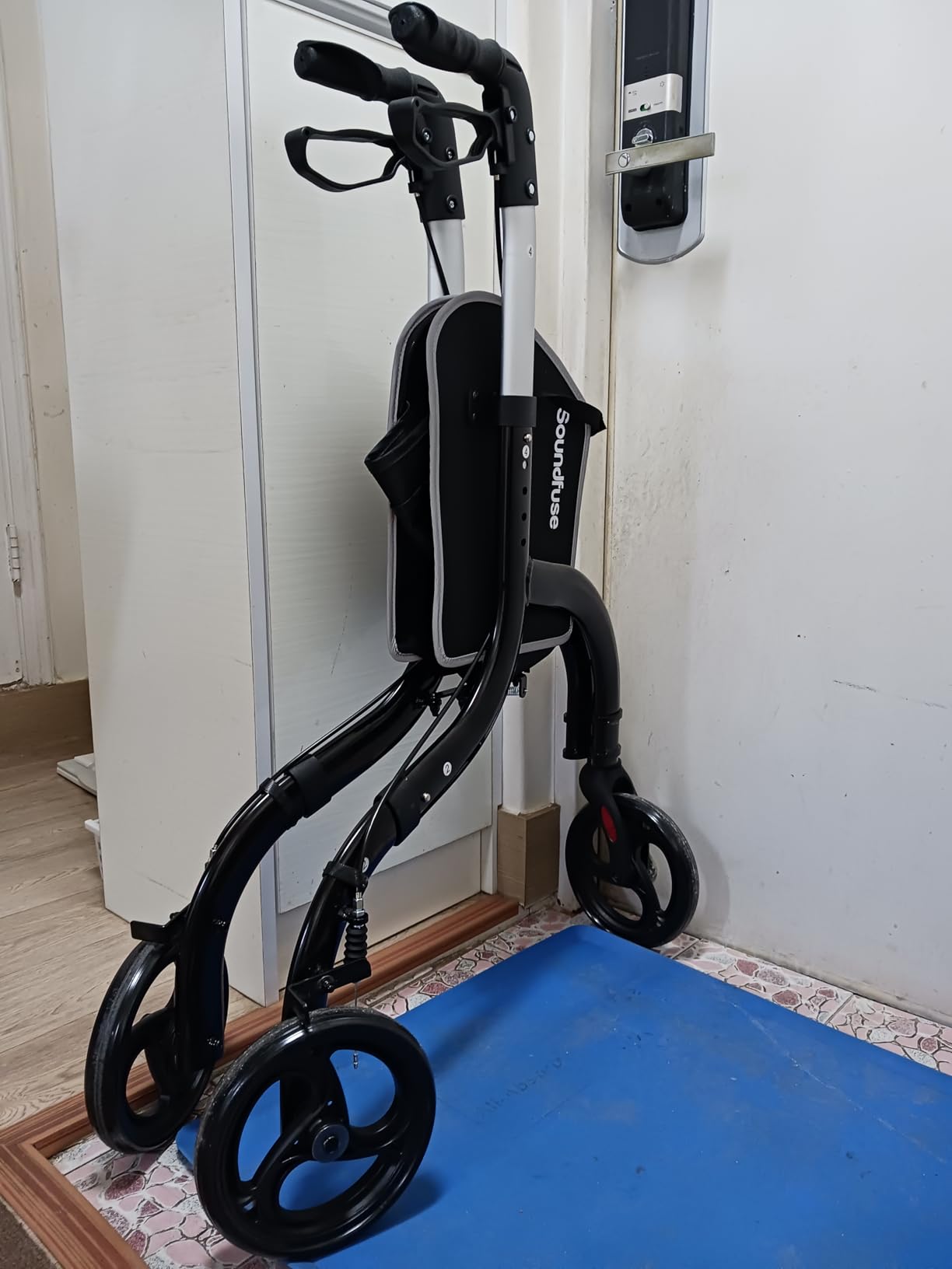 SOUNDFUSE 3 Wheel Walkers for Seniors, Lightweight Foldable Aluminum Rollator Walker, Height Adjustable Three Wheel Walker, Purple customer photo 1
