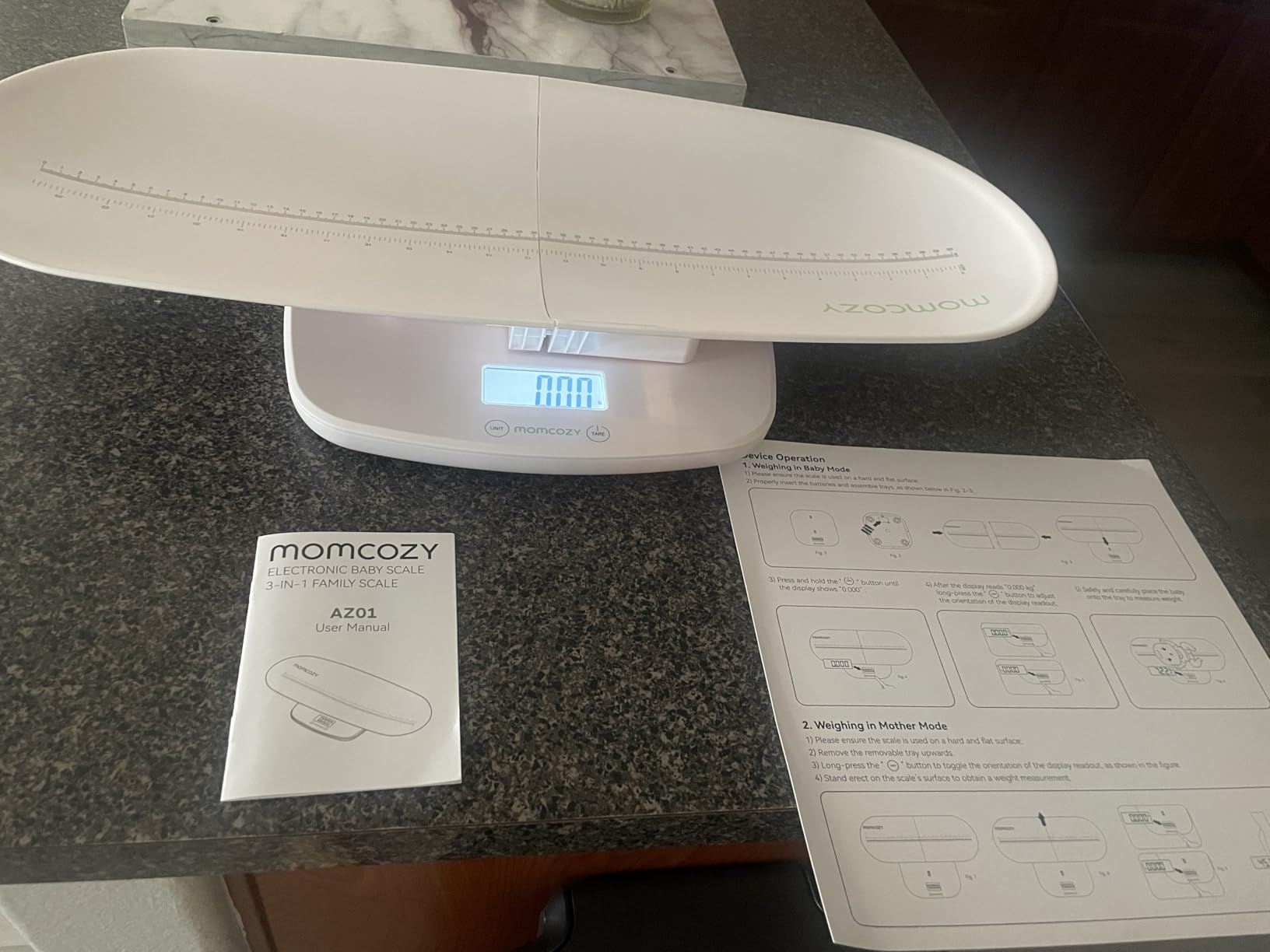 Momcozy Baby Scale, Multi-Function Scale for Body Weight and Height Measurement, Weighted Feeds, with Curved Removable Tray, for Newborns, Adult Scale & Pet Scale, 5 Units, Auto-Off, Digital LED Screen customer photo 2
