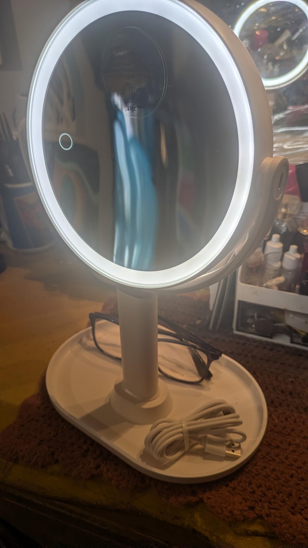 B Beauty Planet Vanity Mirror with Lights, 30X Magnifying Makeup Mirror with 3 Lighting and Adjustable Brightness, Rechargeable 2-Sided Height Adjustable Desk Mirror for Bathroom, Women Gifts for Mom customer photo 2