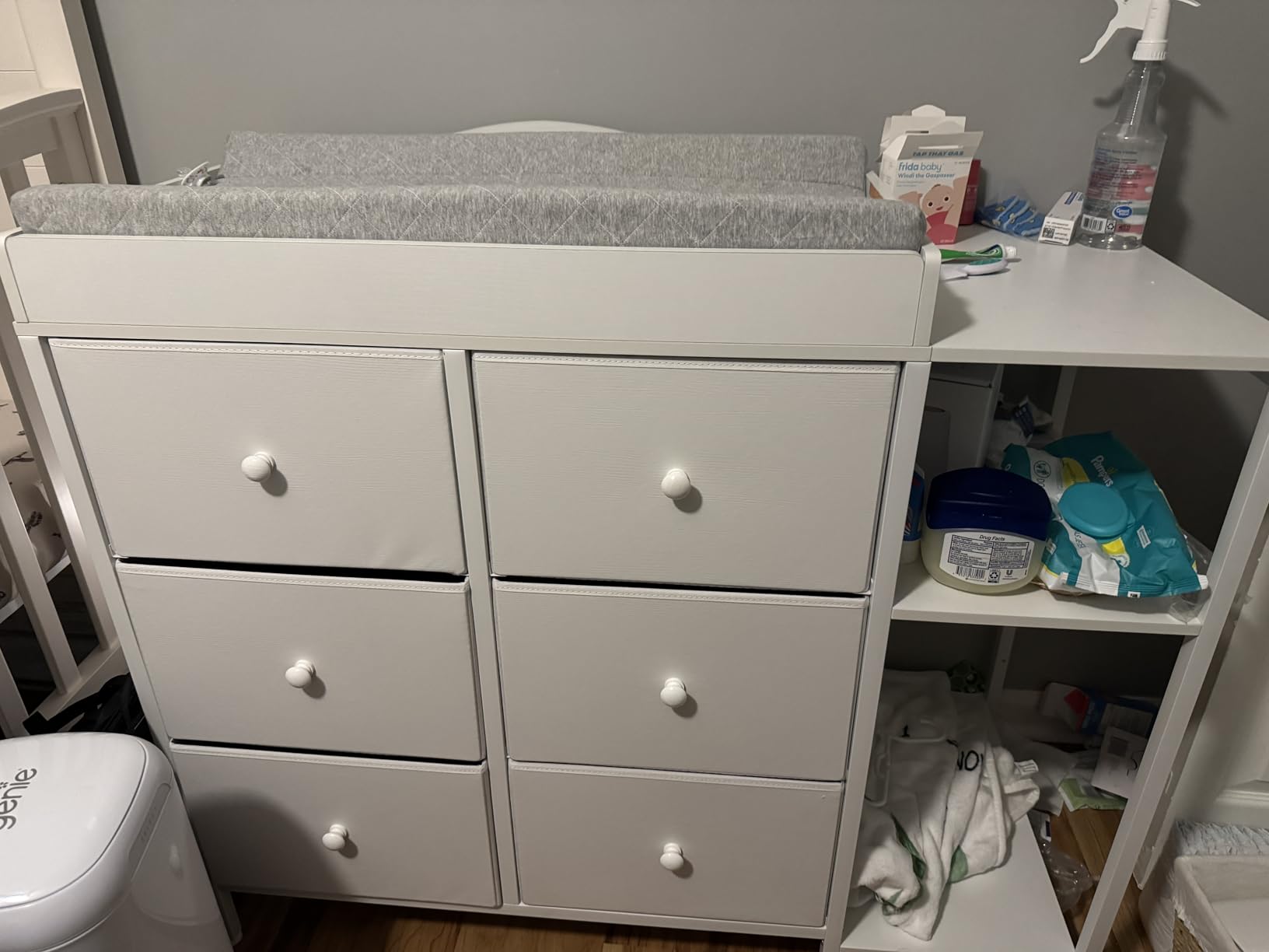 BOLUO Baby Dresser with Changing Table Top, White Changing Table Dresser with 6 Fabric Drawers customer photo 1