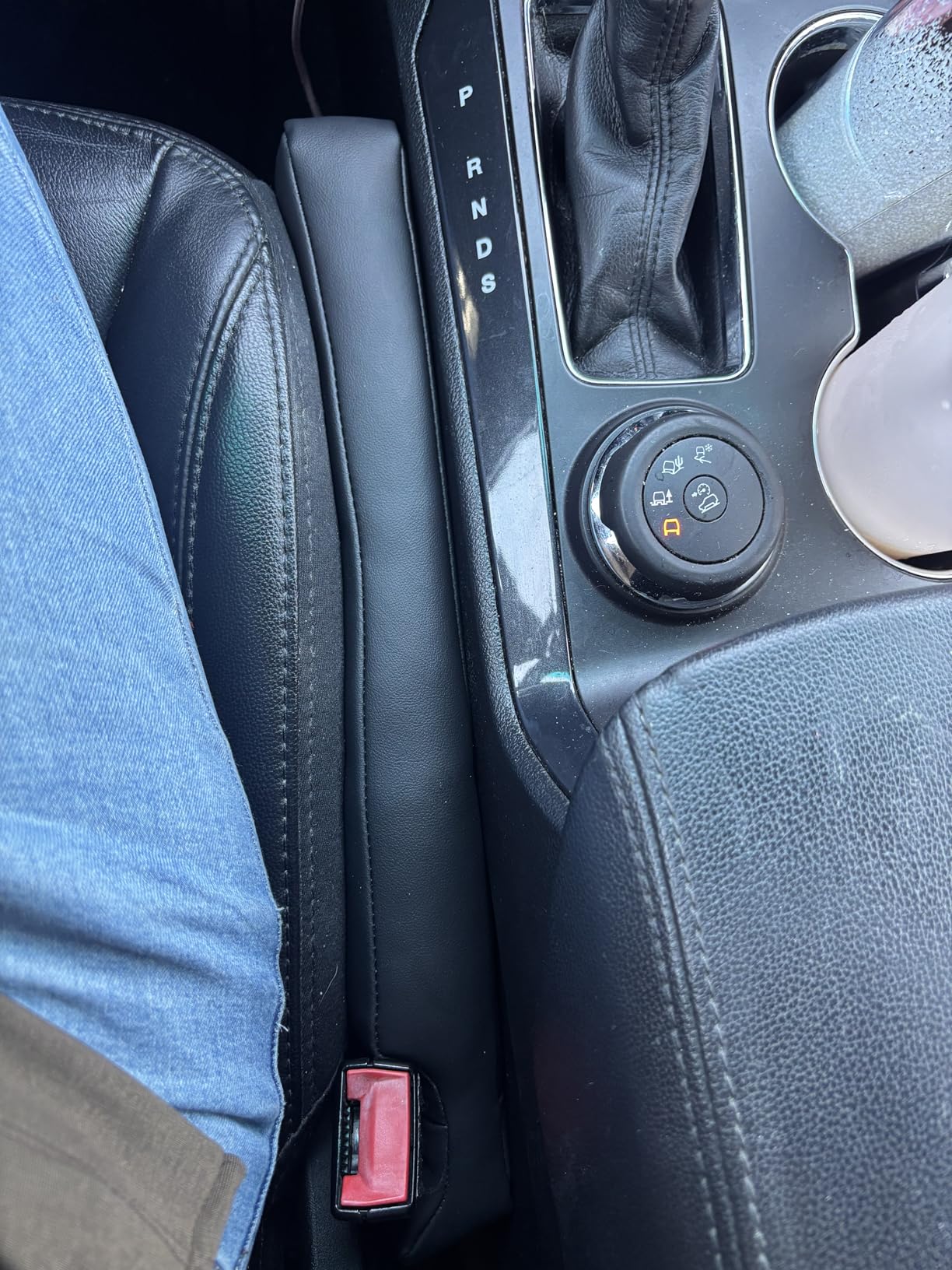 Car Seat Gap Filler - 2 Pack Premium Leather Console Blockers for Cars, Trucks & SUVs - Adjustable 1.4-2.4 Inch Width - Prevents Items Falling Between Seats (Black) customer photo 2