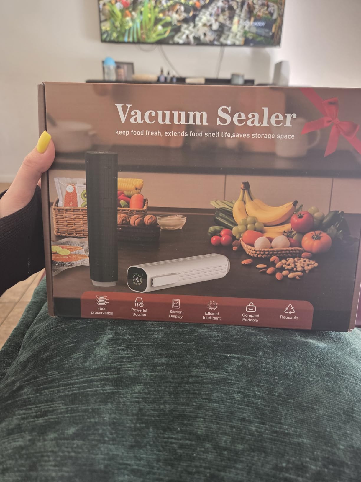 Compact Vacuum Sealer for Food (Vacuum Sealer Machine + 30 Reusable Vacuum Bags) Powerful Handheld Vacuum Sealer Machine, Featuring LED Pressure Display, Portable Food Sealer customer photo 1
