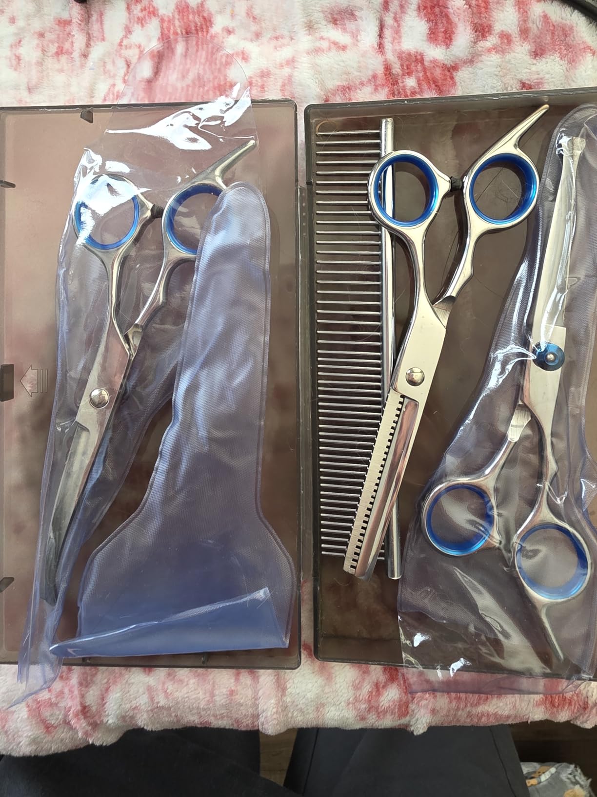Professional 4 in 1 Dog & Cat Grooming Scissors Kit with Safety Round Tips, Sharp & Durable, Dog Shears for Grooming - Includes Straight, Curved, Thinning Scissors and Comb - Premium Pet Supplies customer photo 2
