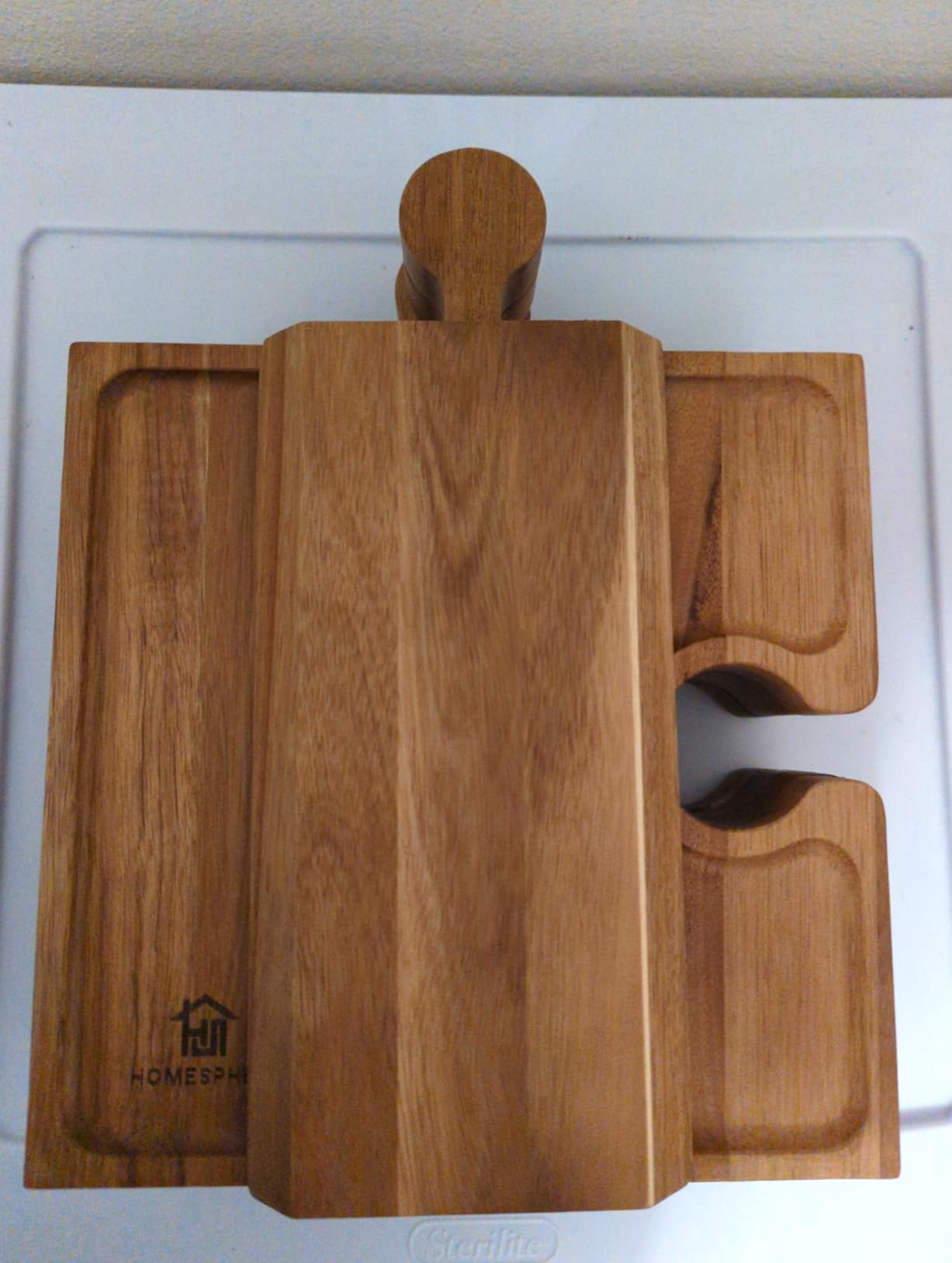 Wooden Charcuterie Boards, Appetizer Tray for Parties & Cutting Board with Handle, Set of 4, Acacia Wood Board, Wine Gifts, Wine Accessories, Interlocking Puzzle Serving Tray w/Storage Box customer photo 2